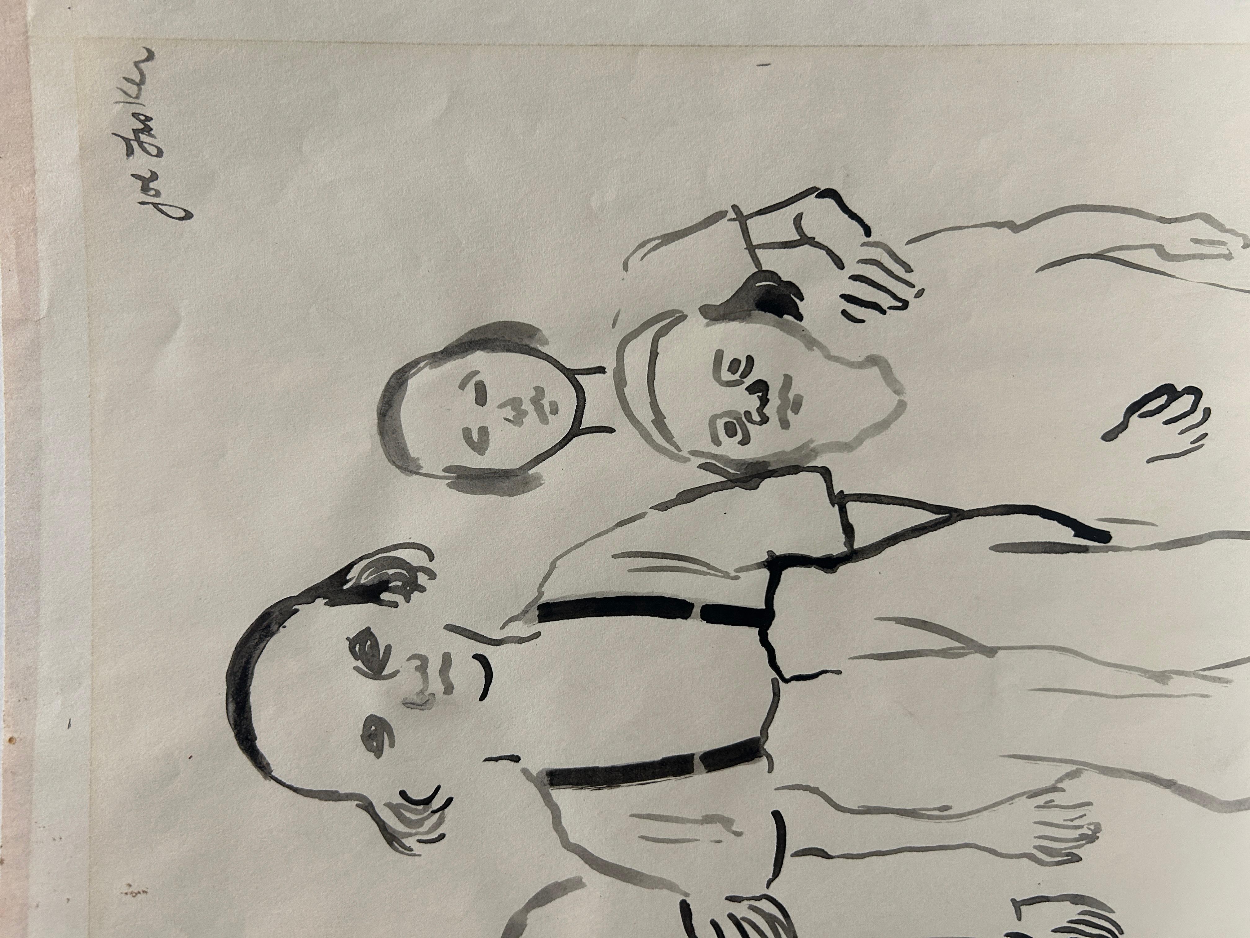 Orthodox Boys Williamsburg I Brooklyn - Brown Figurative Art by Joe Lasker