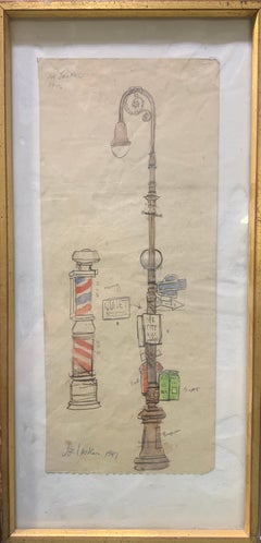 Barbershop Pole and Street Lamp