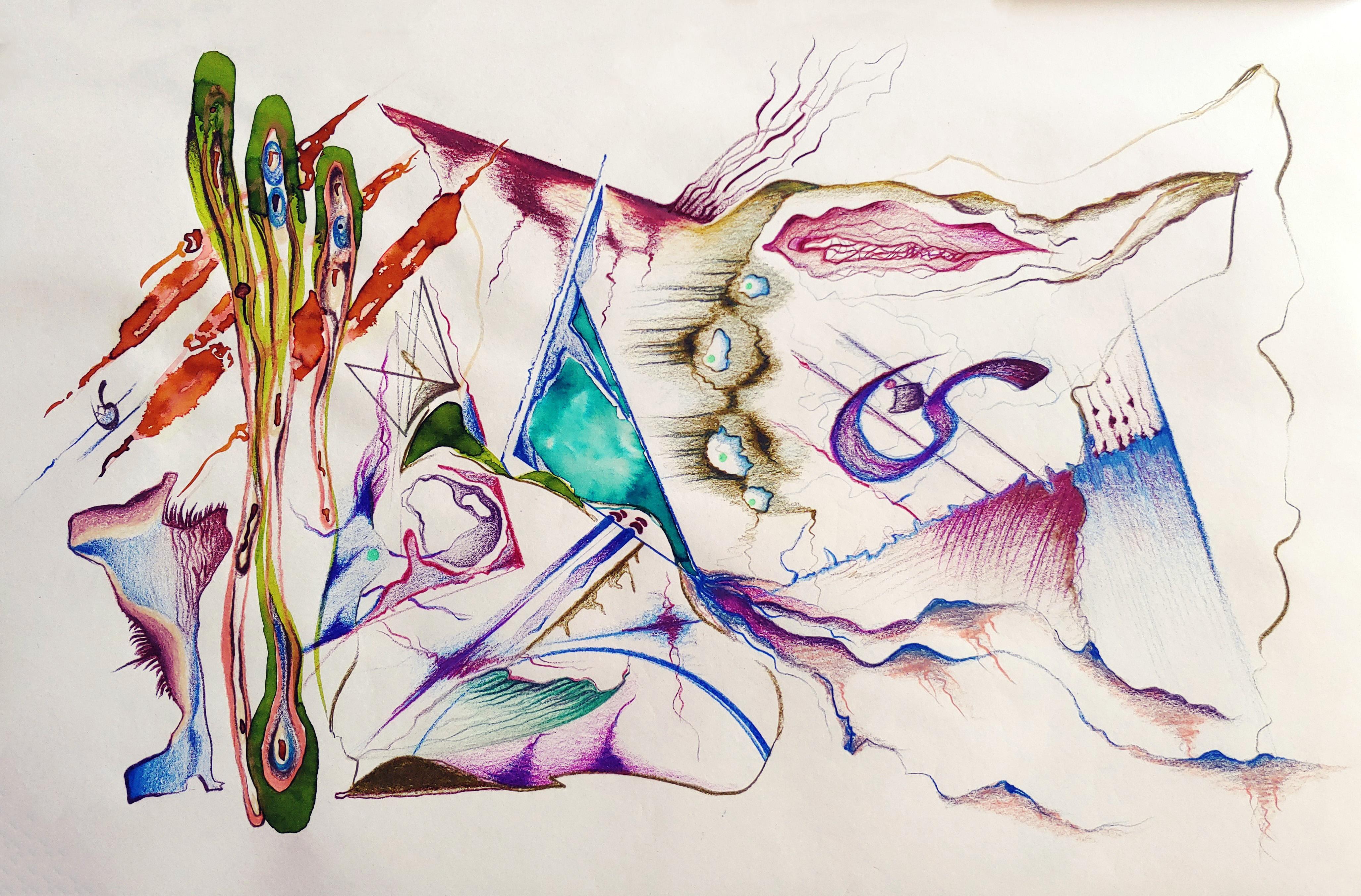 Abstract Drawing Gazelle Bastan - Rechercher l'autre n°4 - Dessins abstraits contemporains 