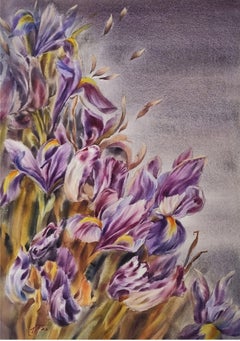 Floral bouquet Watercolor flowers Irises