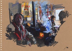 Waiting for the rice to cook, Muli-Tibet County, China (sketch)