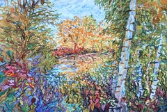 Bosque alrededor del estanque. Acuarela sobre papel