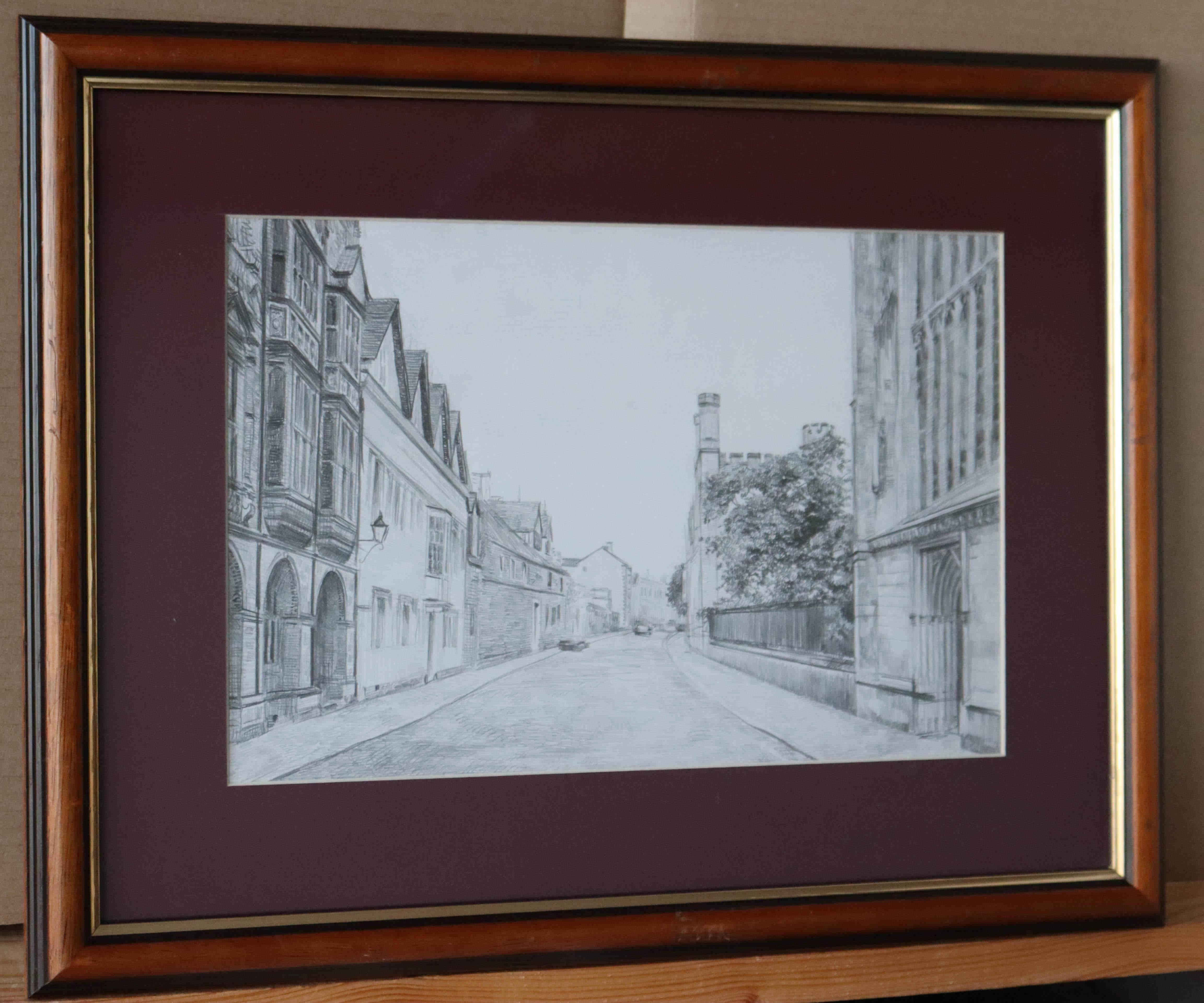 Oxford, Cityscape-Zeichnung gerahmt, Citysketch von Simon Kozhin  im Angebot 2