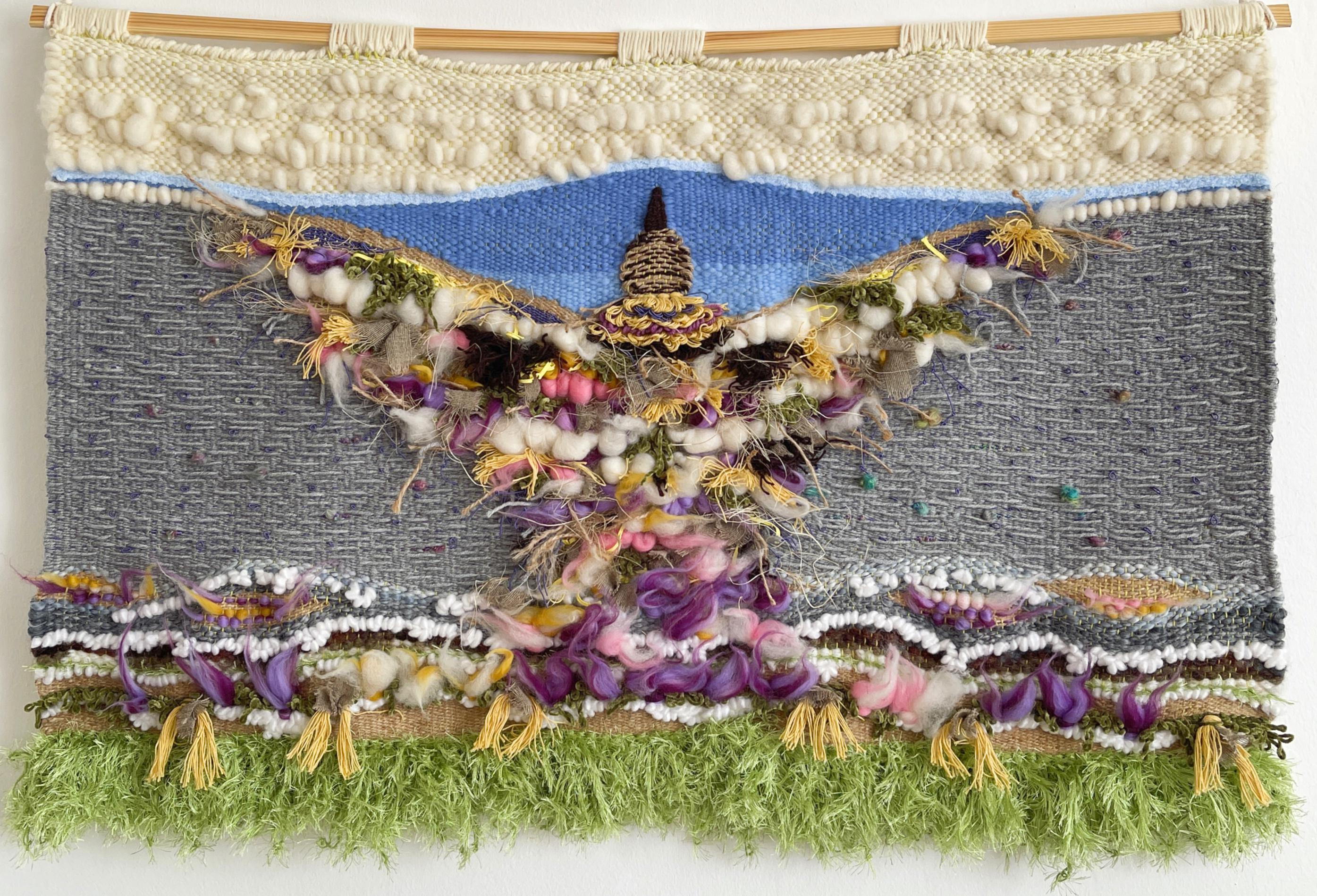 Wall Tapestry Textile Art "Bird of Peace" - Mixed Media Art by Alena Po