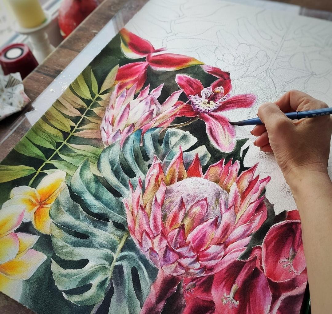 jungle flowers painting