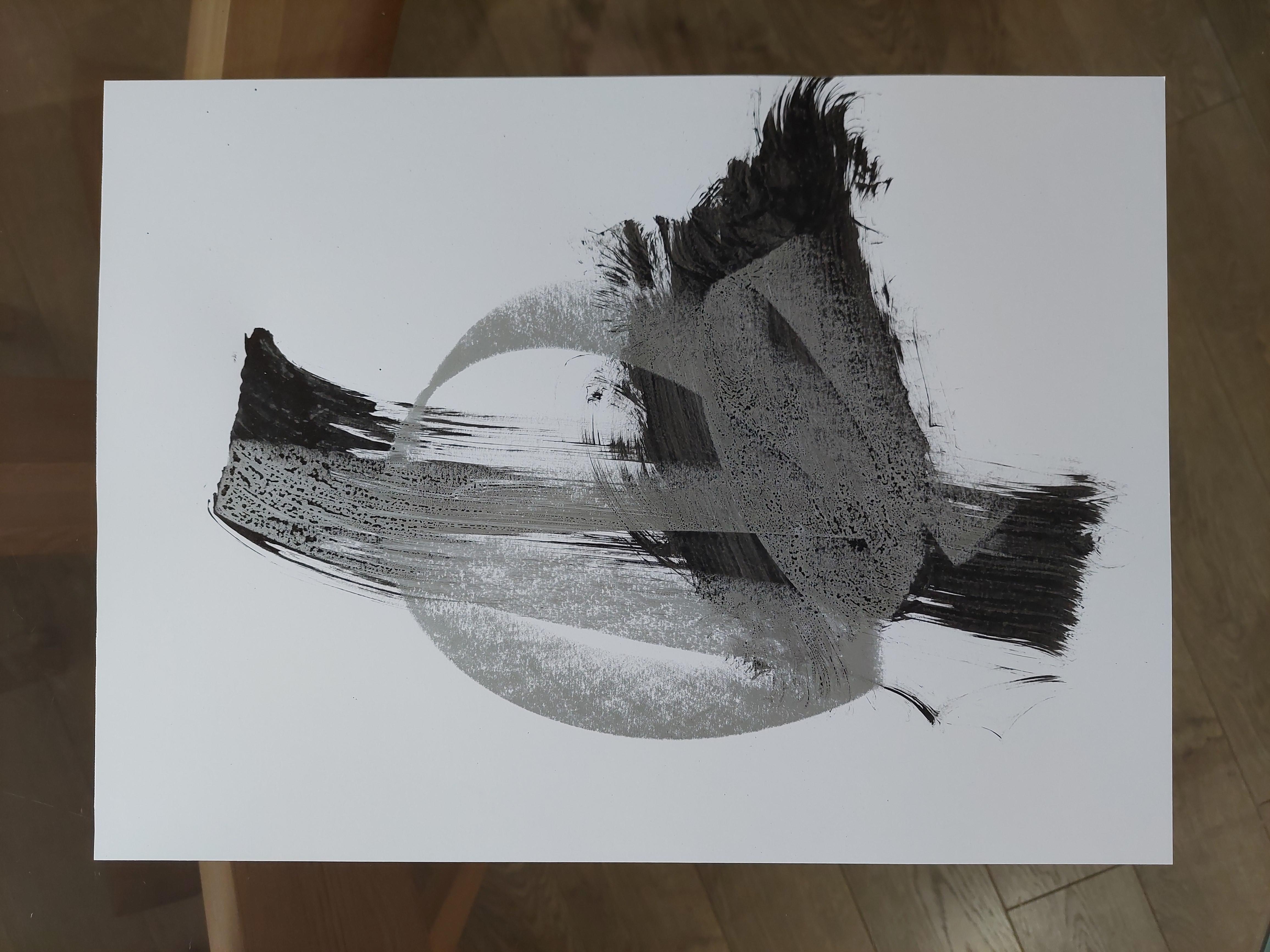 Monochrome gestural drawing. Quick Impulse For Sale 1