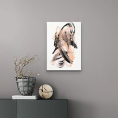 Expressive Abstract Drawing. Black and blush pink. Free Movement