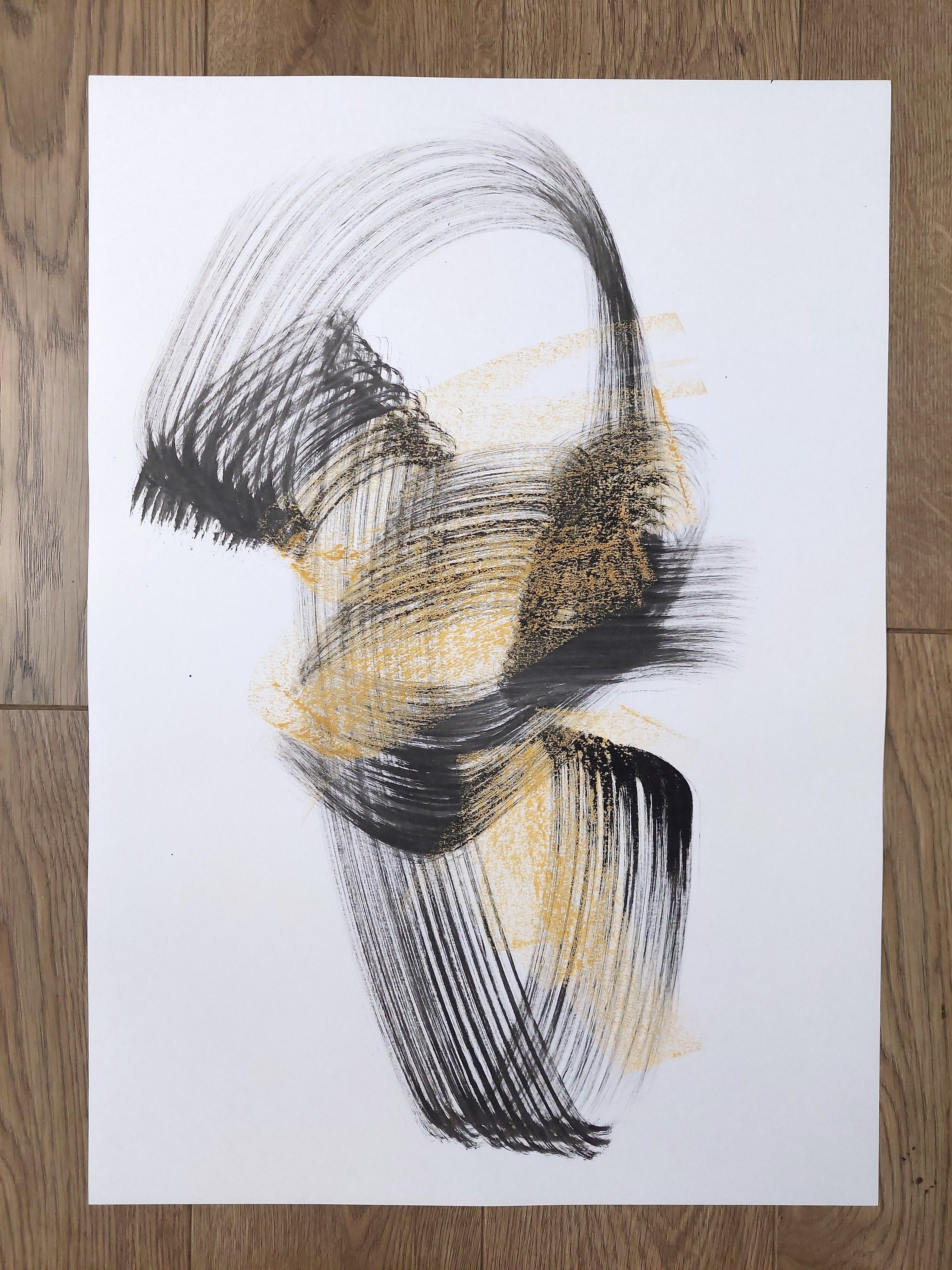 Abstract Calligraphic Brush Drawing. Combing Sound - Abstract Expressionist Art by Sve Gri