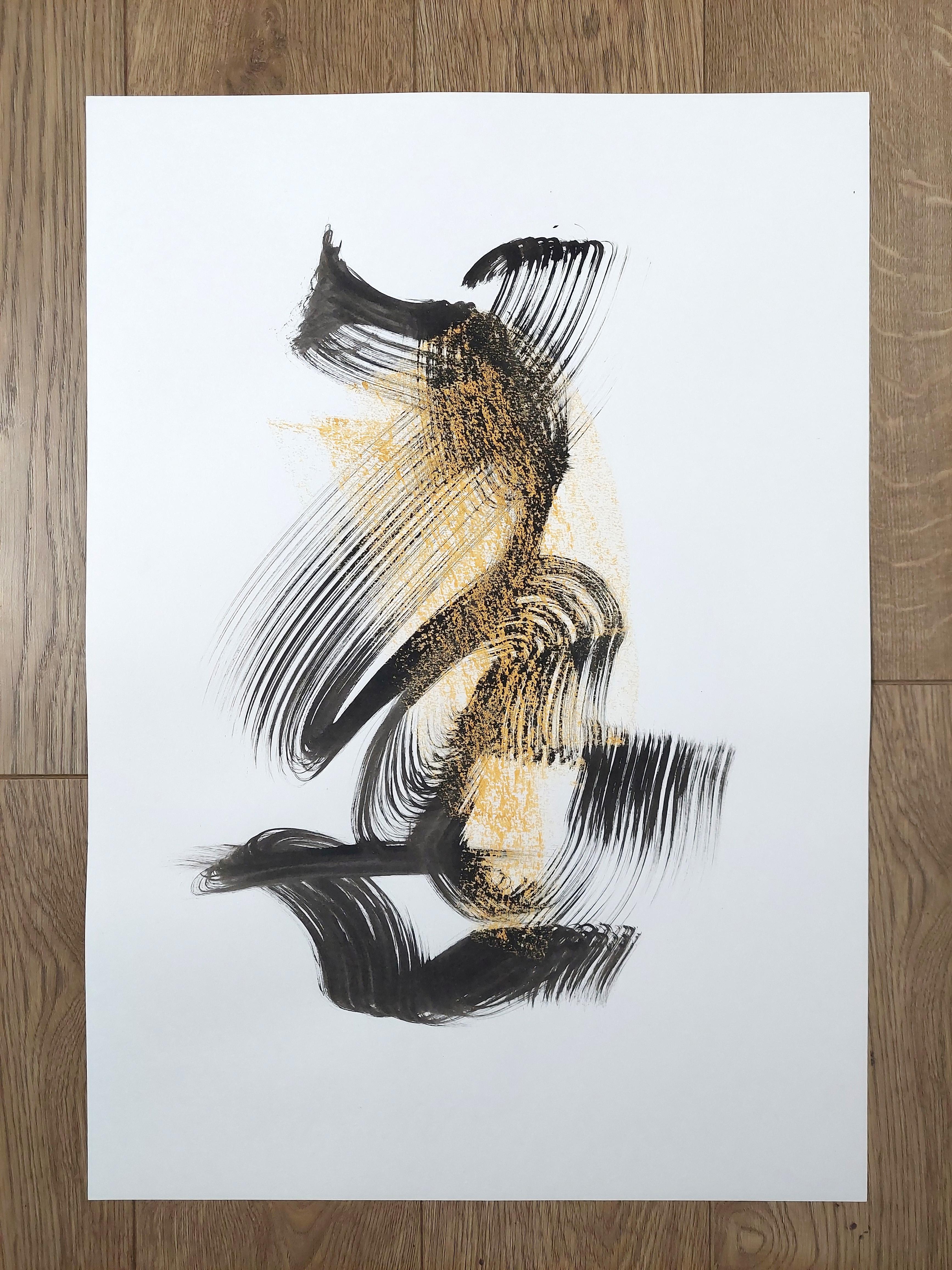 Abstract Calligraphic Brush Drawing. Free flow movement - Abstract Expressionist Art by Sve Gri