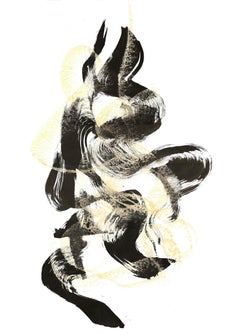 Disegno astratto monocromatico con pennello. Streamlet
