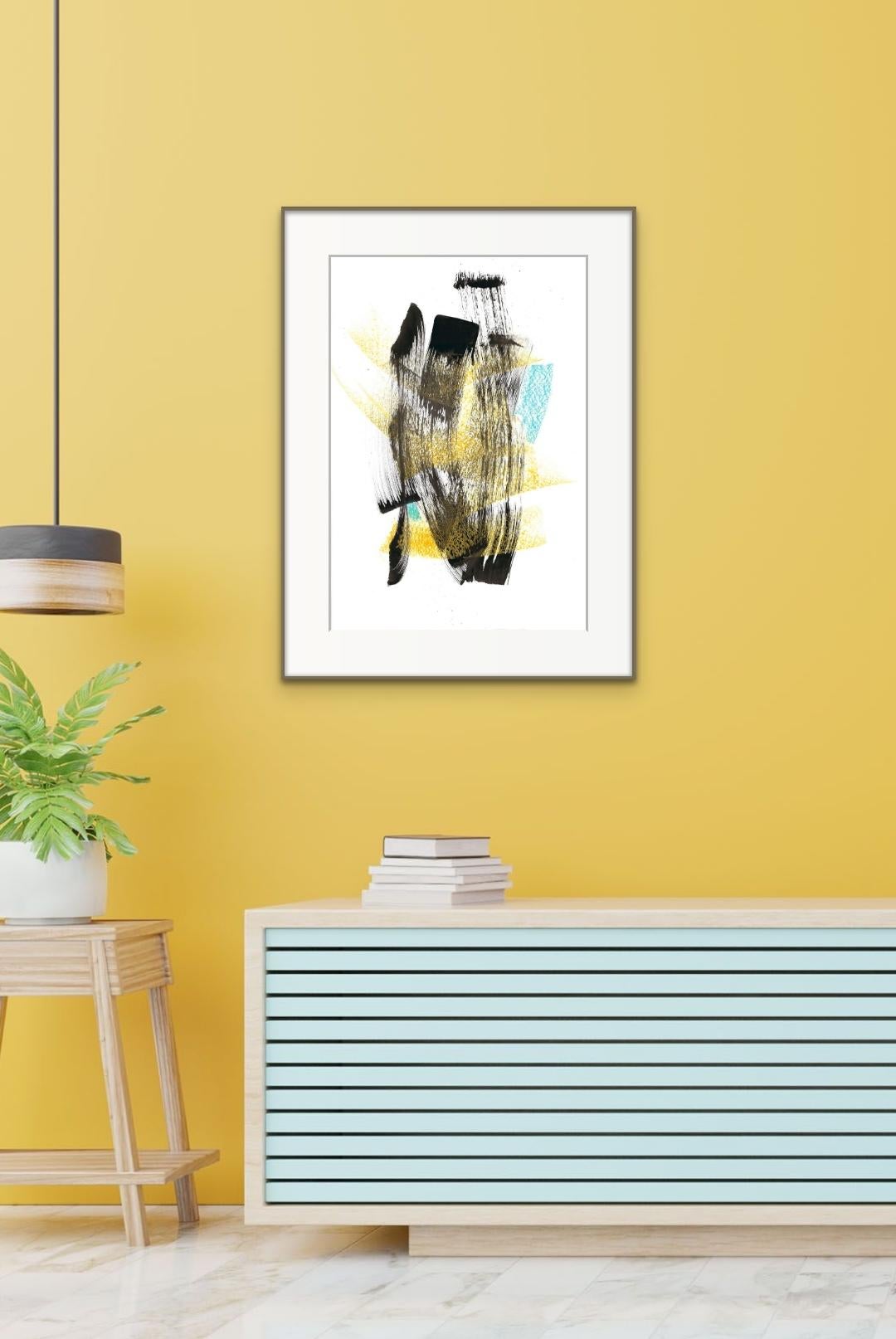 Abstract Emotional Brush Painting. Joyful Impulse - Beige Abstract Drawing by Sve Gri
