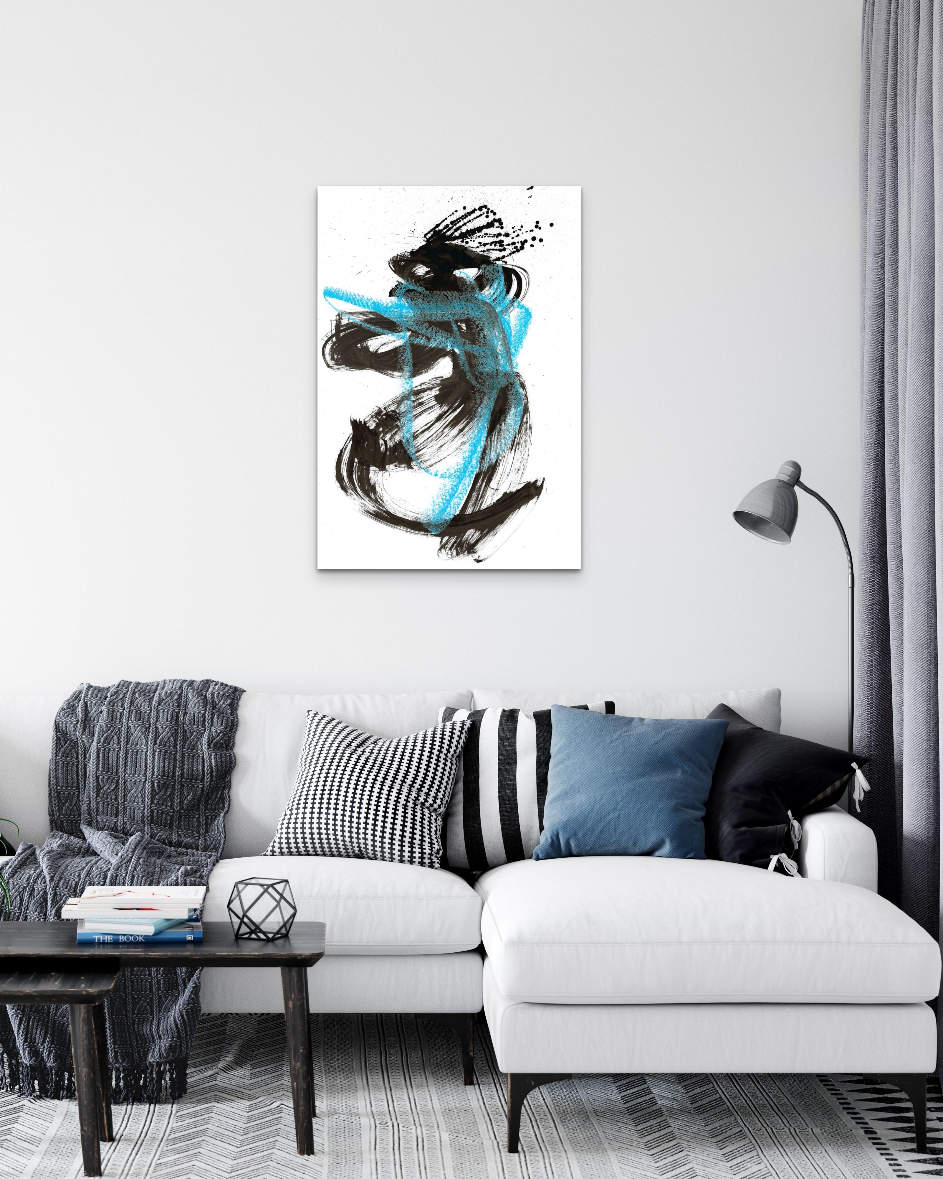 Peinture énergétique. dessin expressif d'une figure féminine. Danse sauvage. - Expressionnisme abstrait Art par Sve Gri