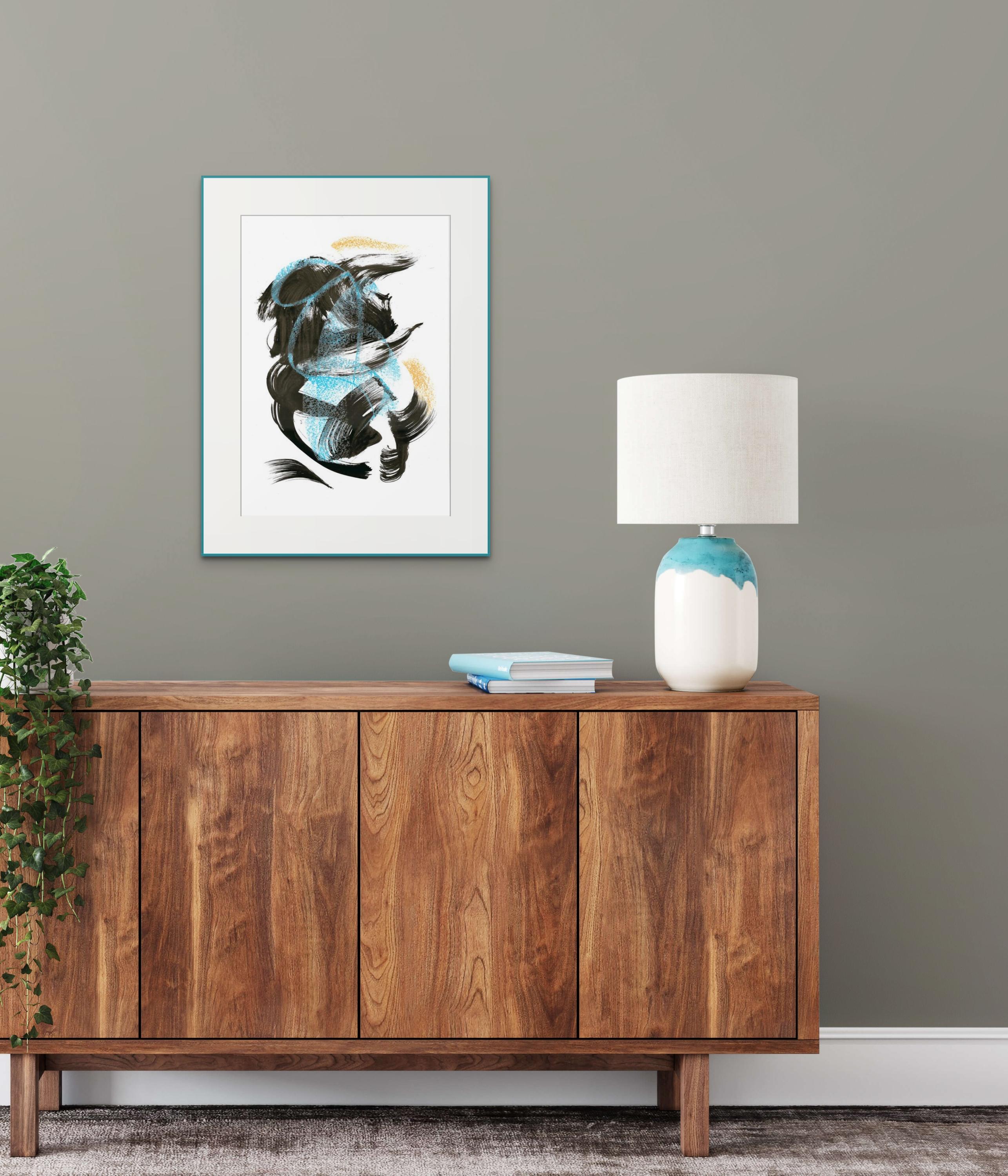 Disegno astratto espressivo nel flusso delle sensazioni. Spazzola volante - Abstract Drawing Nero di Sve Gri