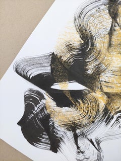 Abstract calligraphic brush drawing. Intuitive Zen Art. Movement Pattern