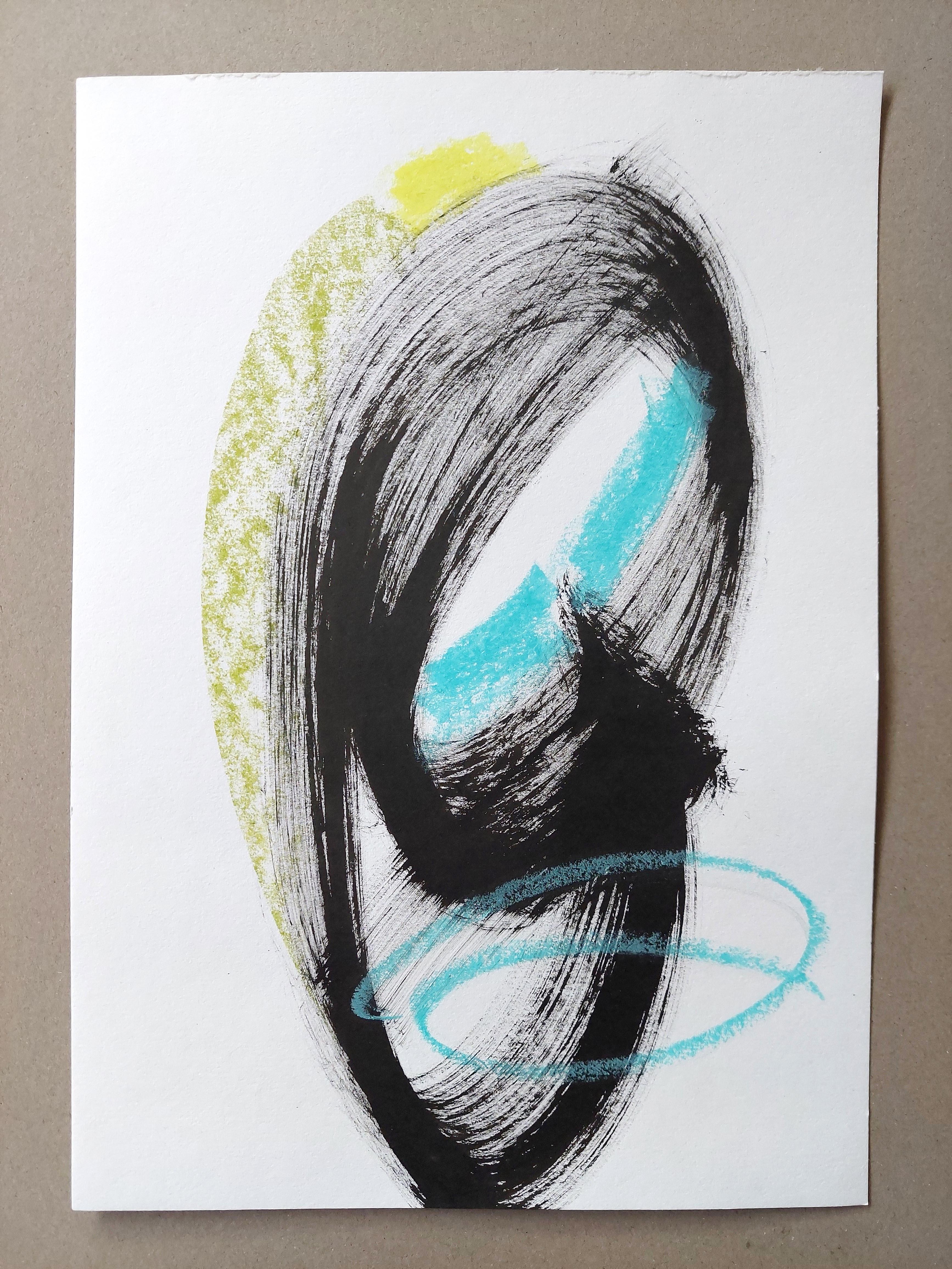 Œuvres abstraites expressives. Graphisme minimaliste. Expressivement rapide .5. - Gris Abstract Drawing par Sve Gri