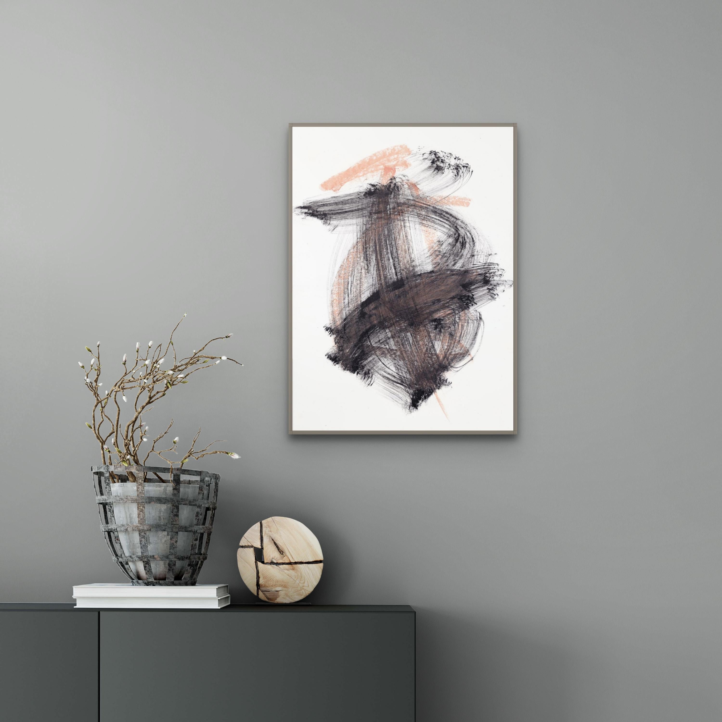 Each intuitive drawing has its own character, its own energy. If you tune in with it, it will give you a charge of vivacity and a bright mood! This work is made in the style of abstract zen calligraphy with Chinese ink and pastel on thick white