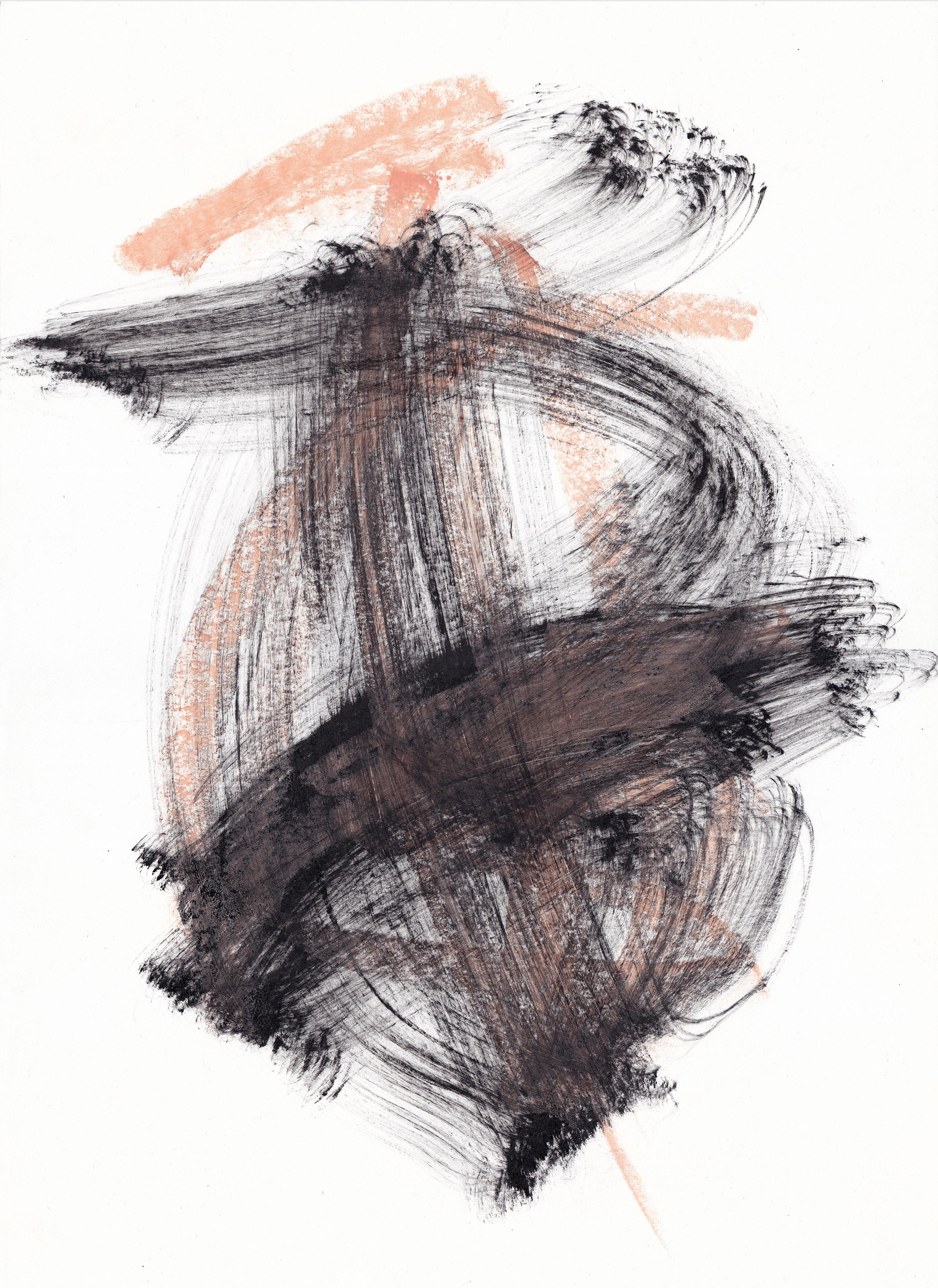 Sve Gri Abstract Drawing – Expressive abstrakte Kalligrafie. Zen-Kunstwerk. СCharakter