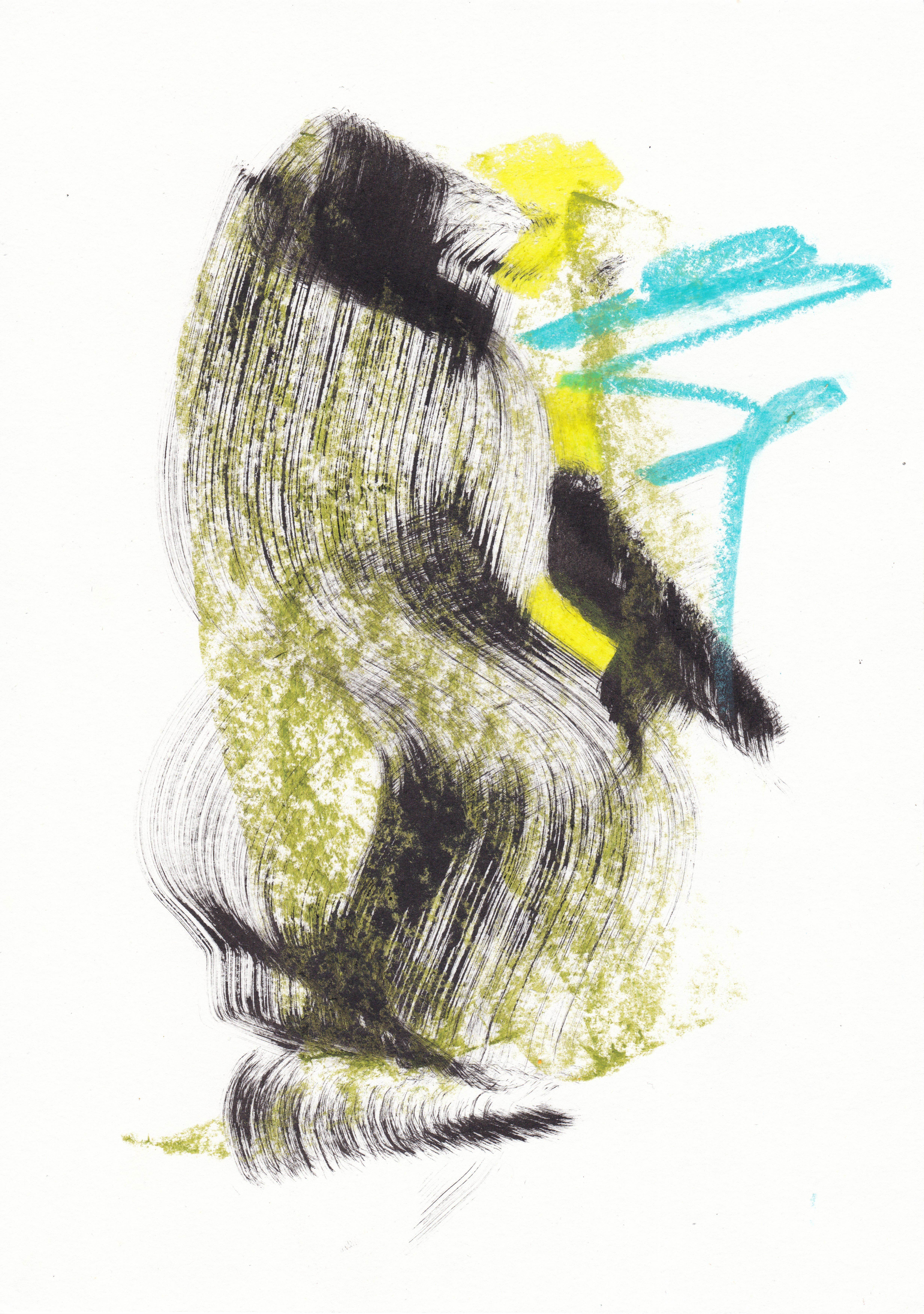 Sve Gri Abstract Drawing - Expressive abstract artwork. Minimalistic graphics. Lemon Accent