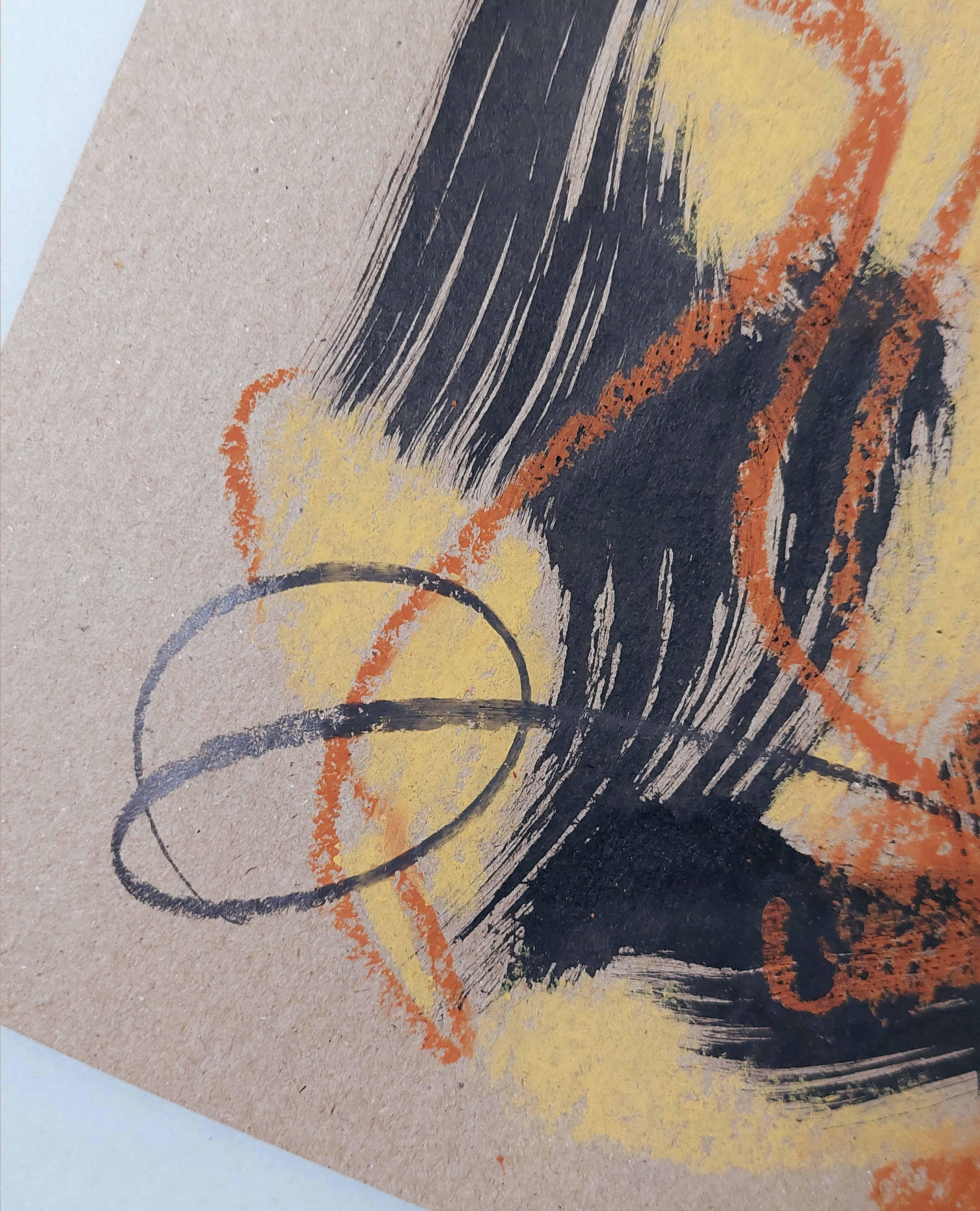 Abstract drawing in chocolate tones. Minimalistic graphics. Talking Lines .1. - Brown Abstract Drawing by Sve Gri