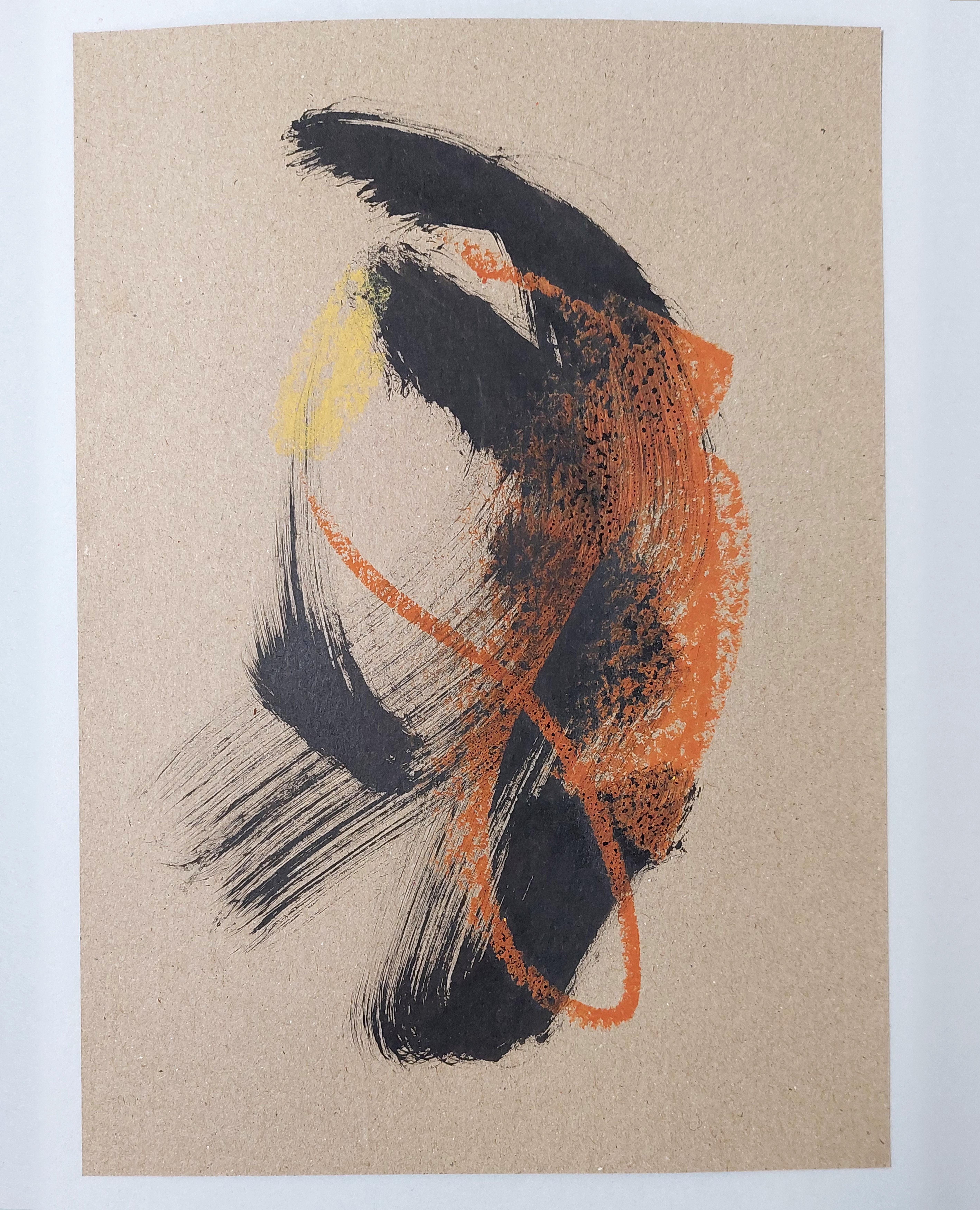 Abstract drawing in chocolate tones. Minimalistic graphics. Talking Lines .3. - Brown Abstract Drawing by Sve Gri