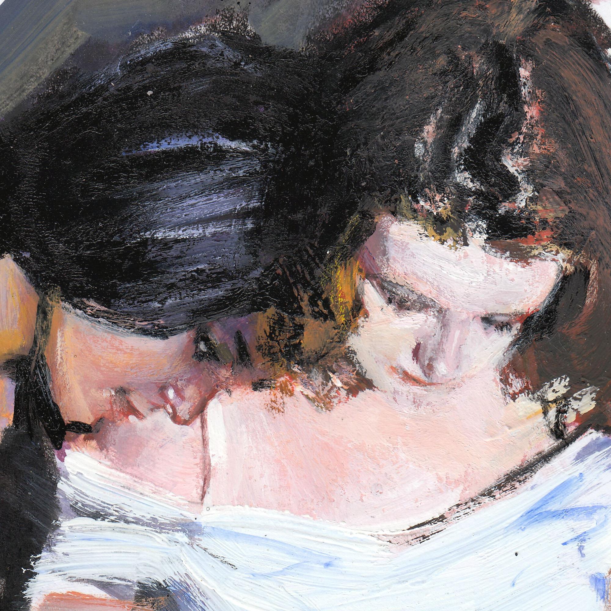 Zwei Mädchen beim Lesen eines Buches (Realismus), Art, von Evgeniy Monahov