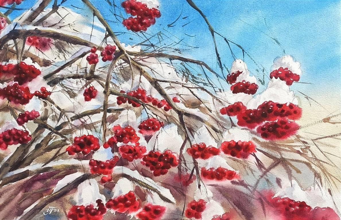 Irina Pronina  Still-Life - Watercolor painting Winter berries 
