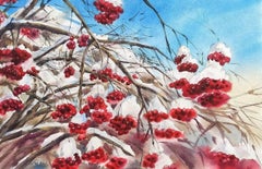 Watercolor painting Winter berries 