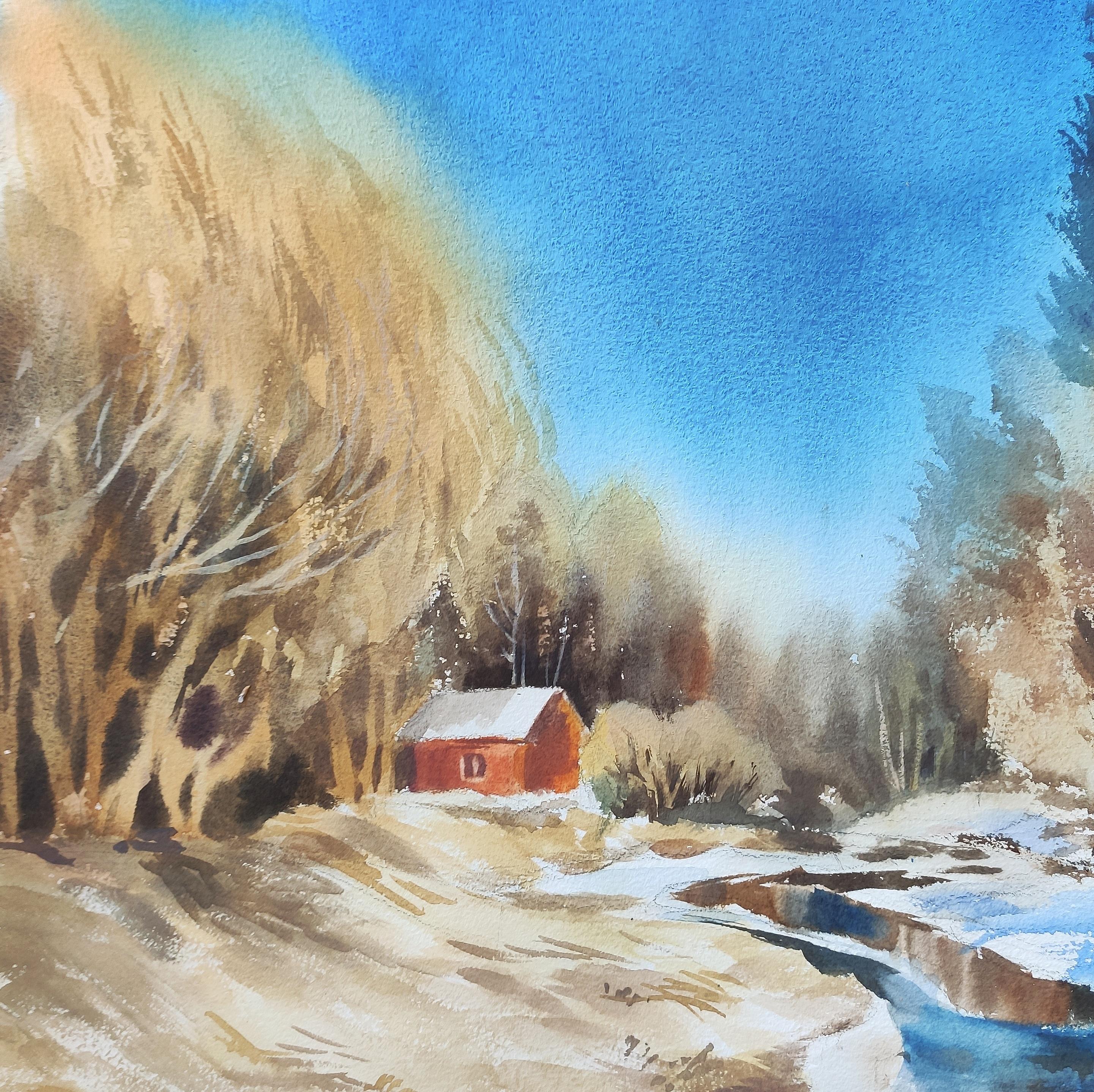 Spring water Watercolor landscape  For Sale 1