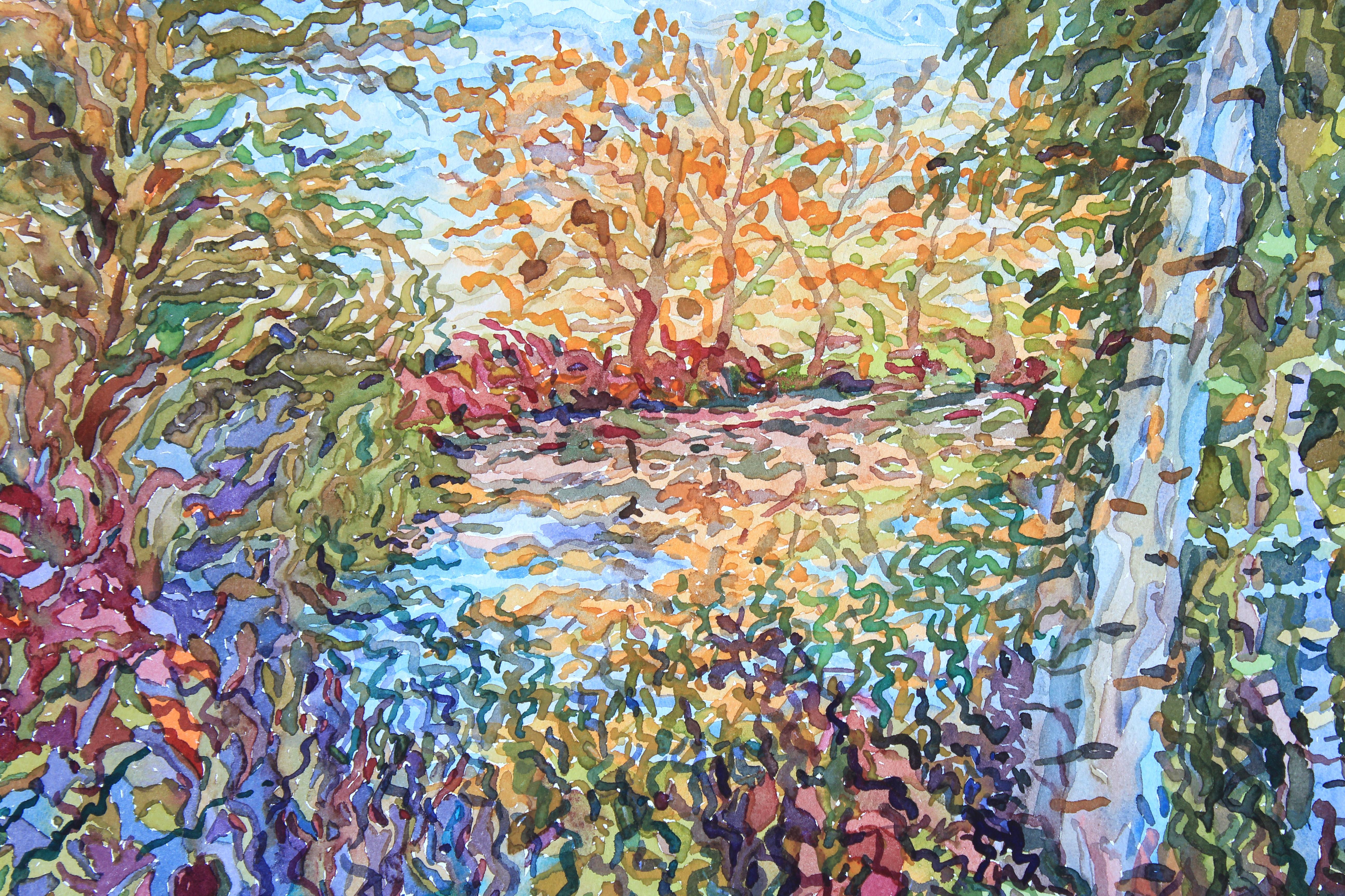 Bosque alrededor del estanque. Acuarela sobre papel - Painting de Tanbelia