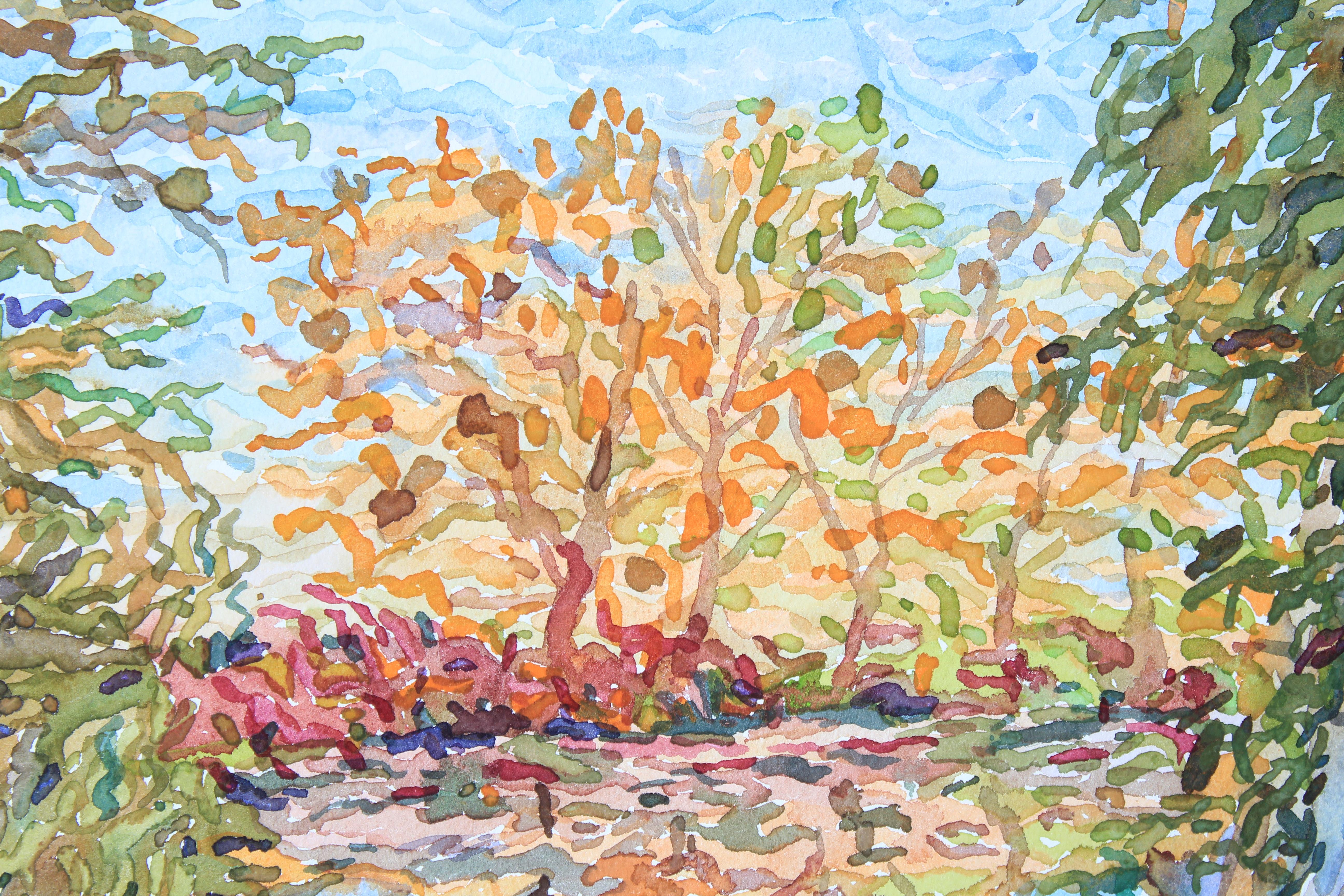 Bosque alrededor del estanque. Acuarela sobre papel - Painting Impresionista de Tanbelia