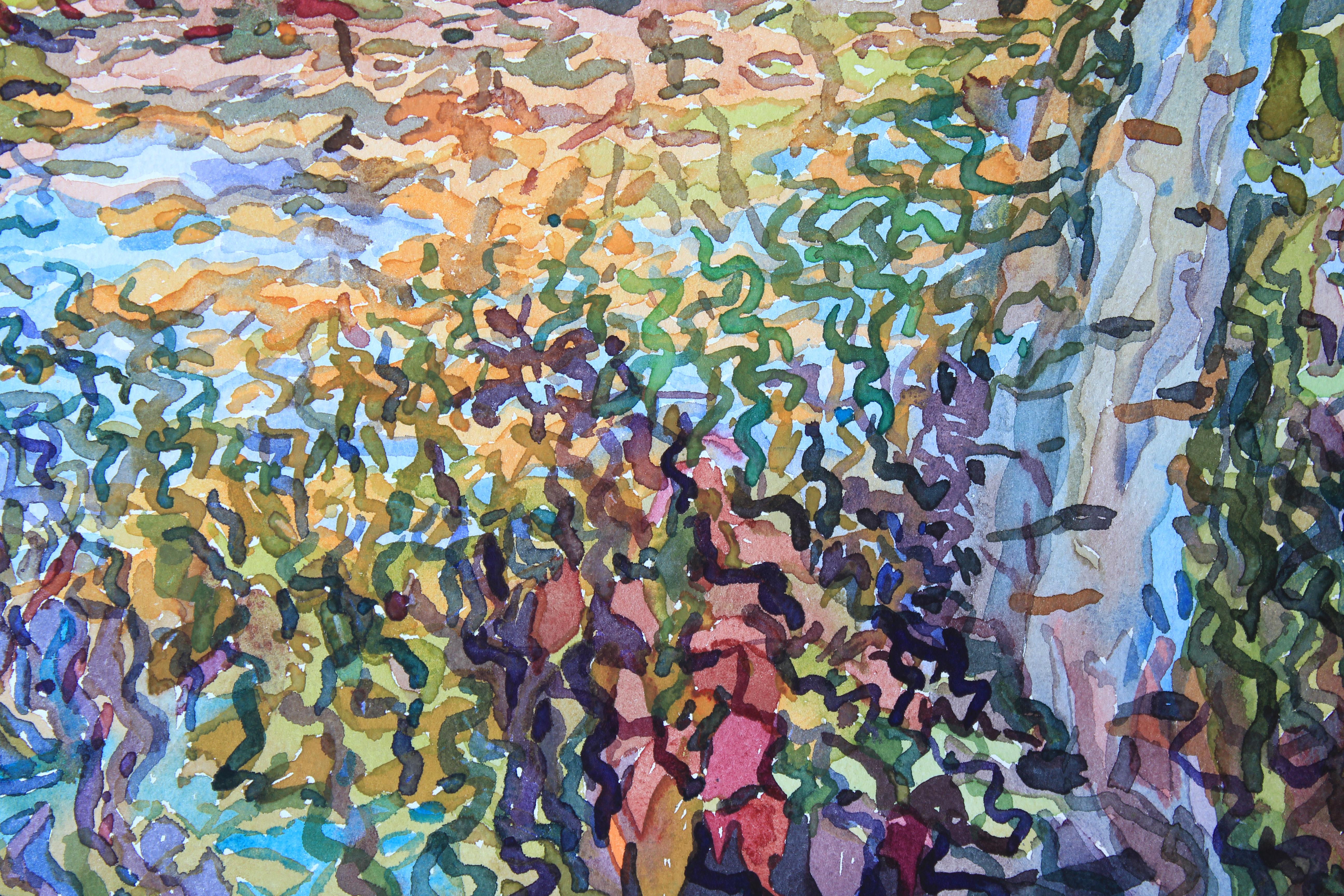 Bosque alrededor del estanque. Acuarela sobre papel en venta 5