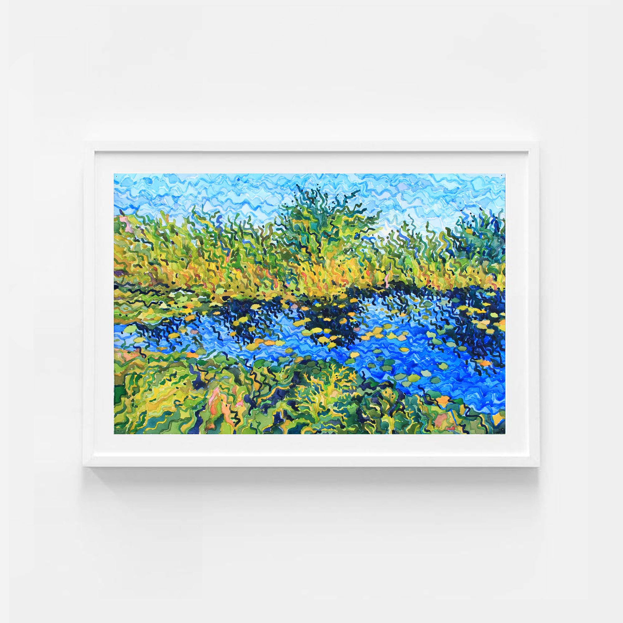 Des lys d'eau sur l'étang de Novomilskyi. Aquarelle sur papier - Art de Tanbelia