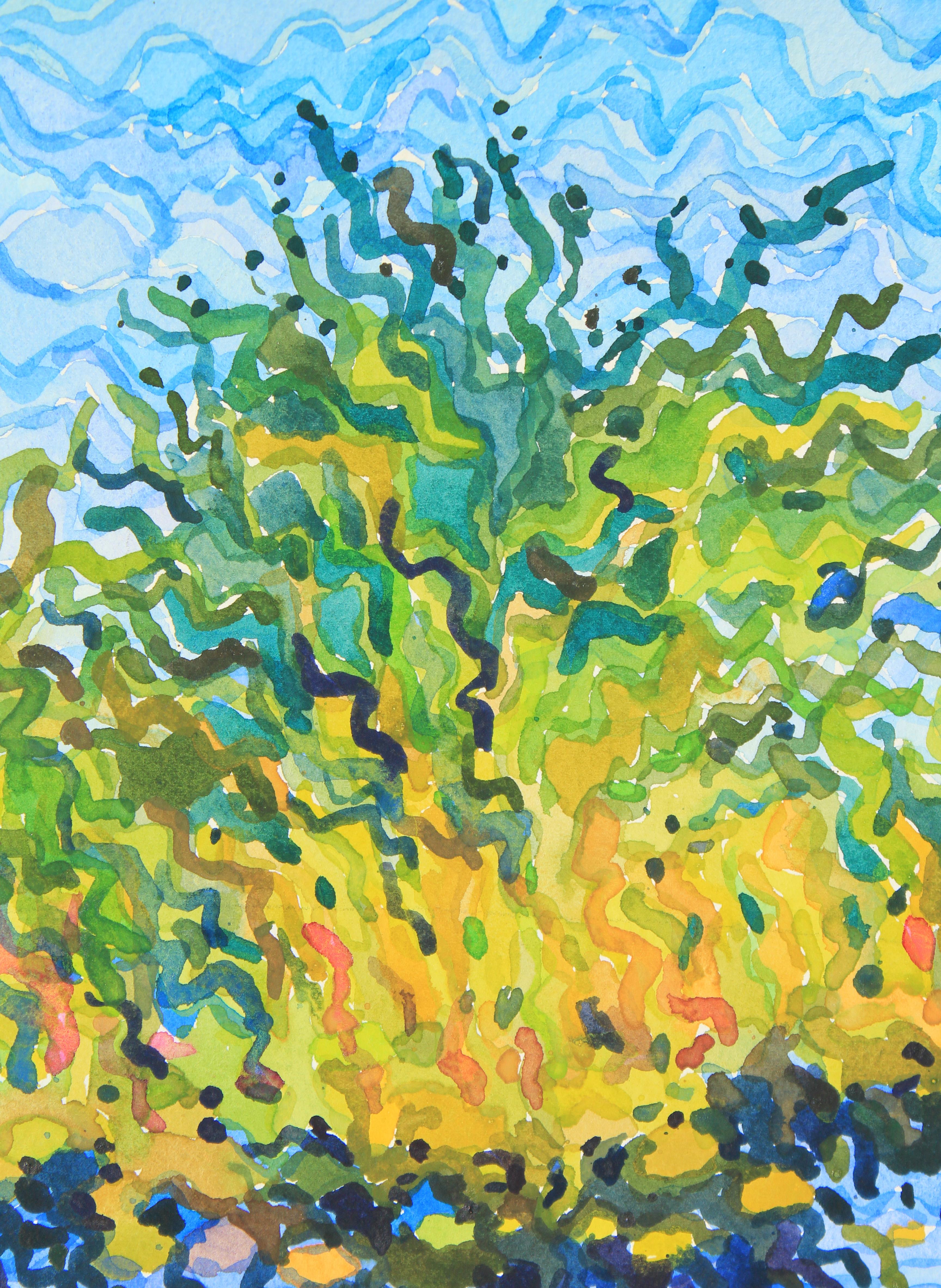 Des lys d'eau sur l'étang de Novomilskyi. Aquarelle sur papier - Impressionnisme Art par Tanbelia