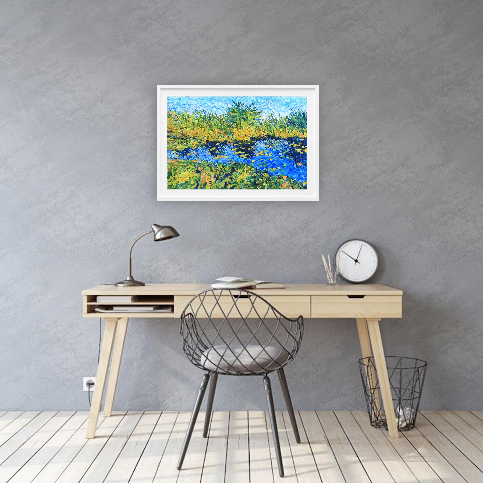 Des lys d'eau sur l'étang de Novomilskyi. Aquarelle sur papier en vente 2