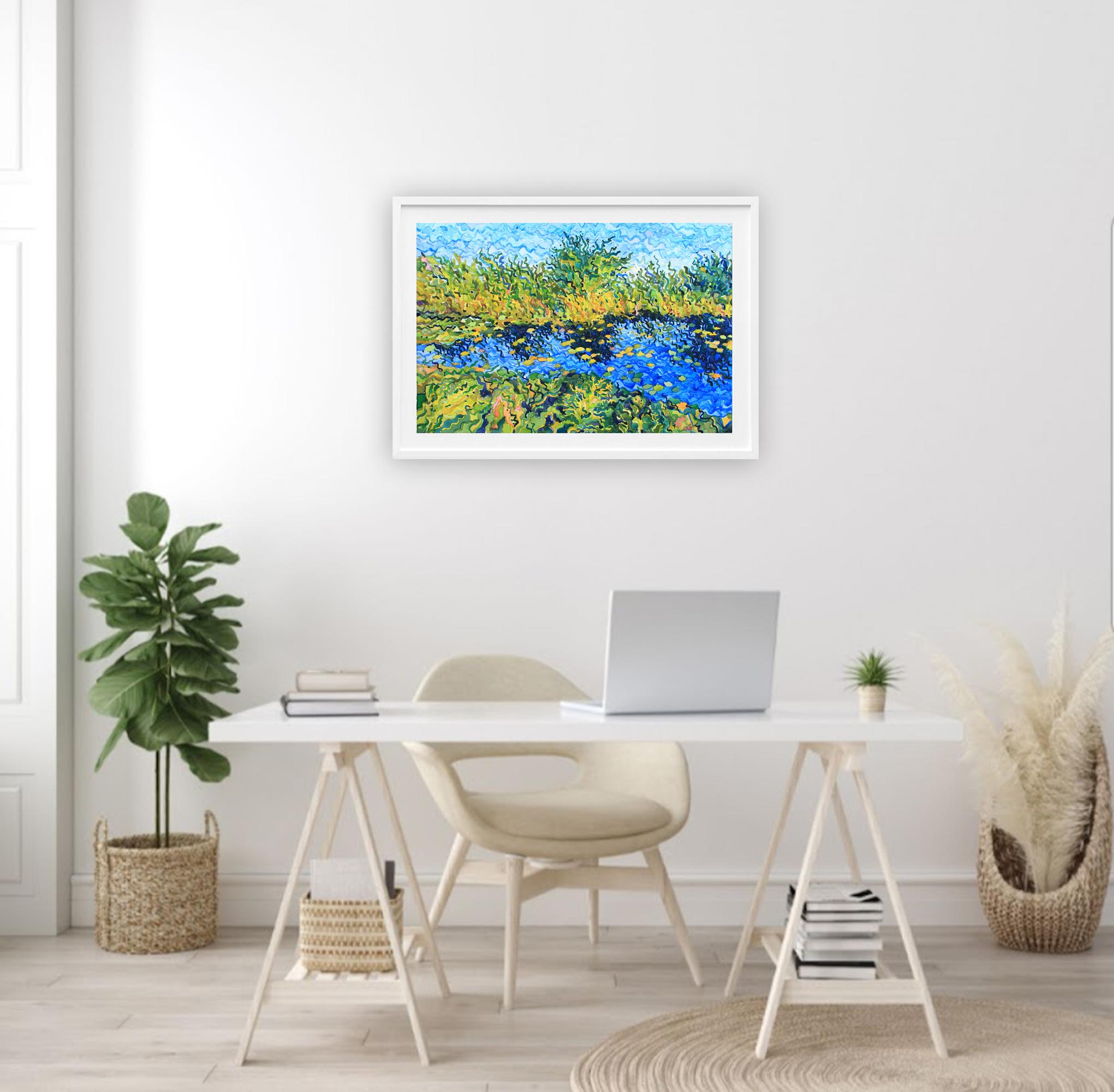 Des lys d'eau sur l'étang de Novomilskyi. Aquarelle sur papier en vente 1