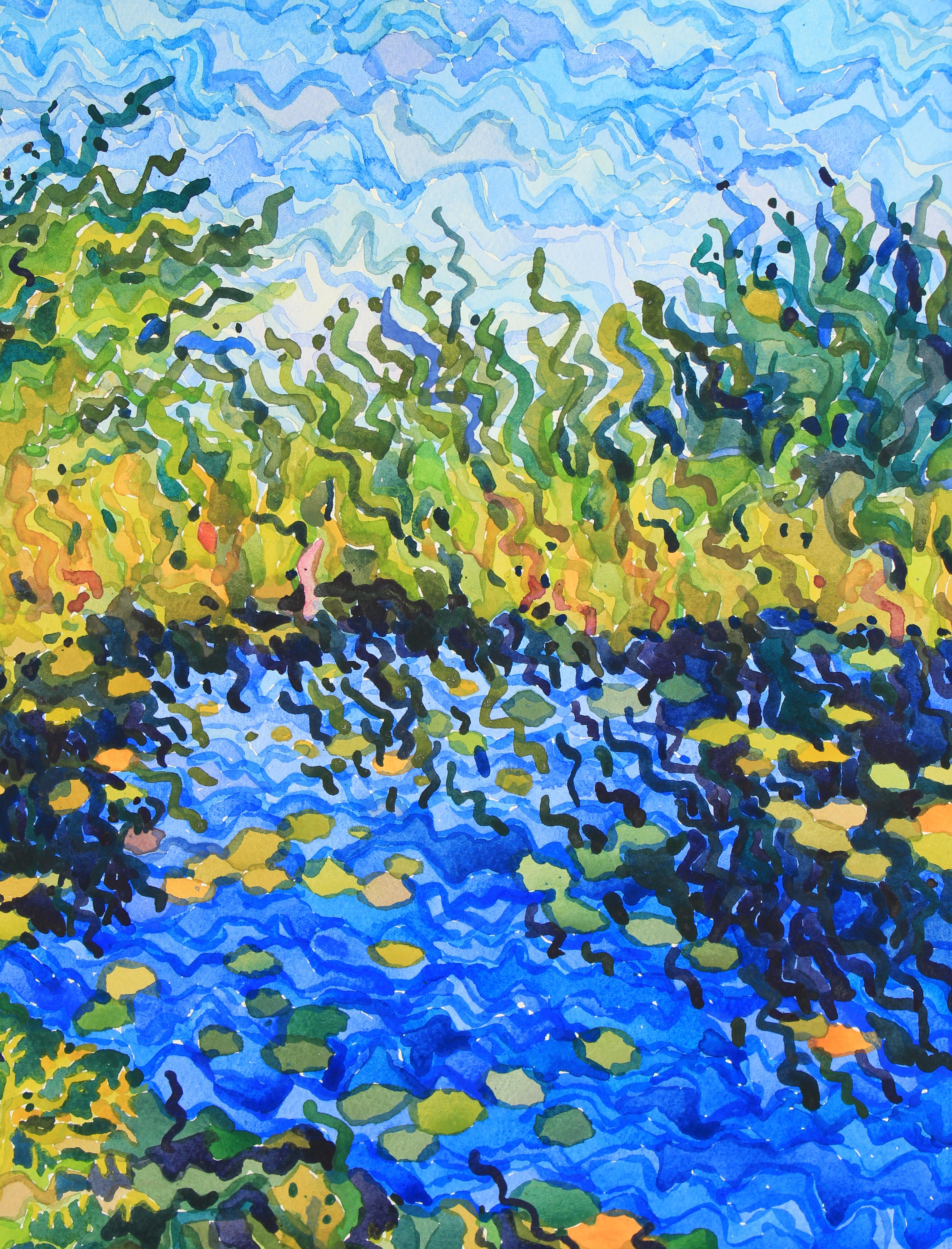 Des lys d'eau sur l'étang de Novomilskyi. Aquarelle sur papier en vente 5
