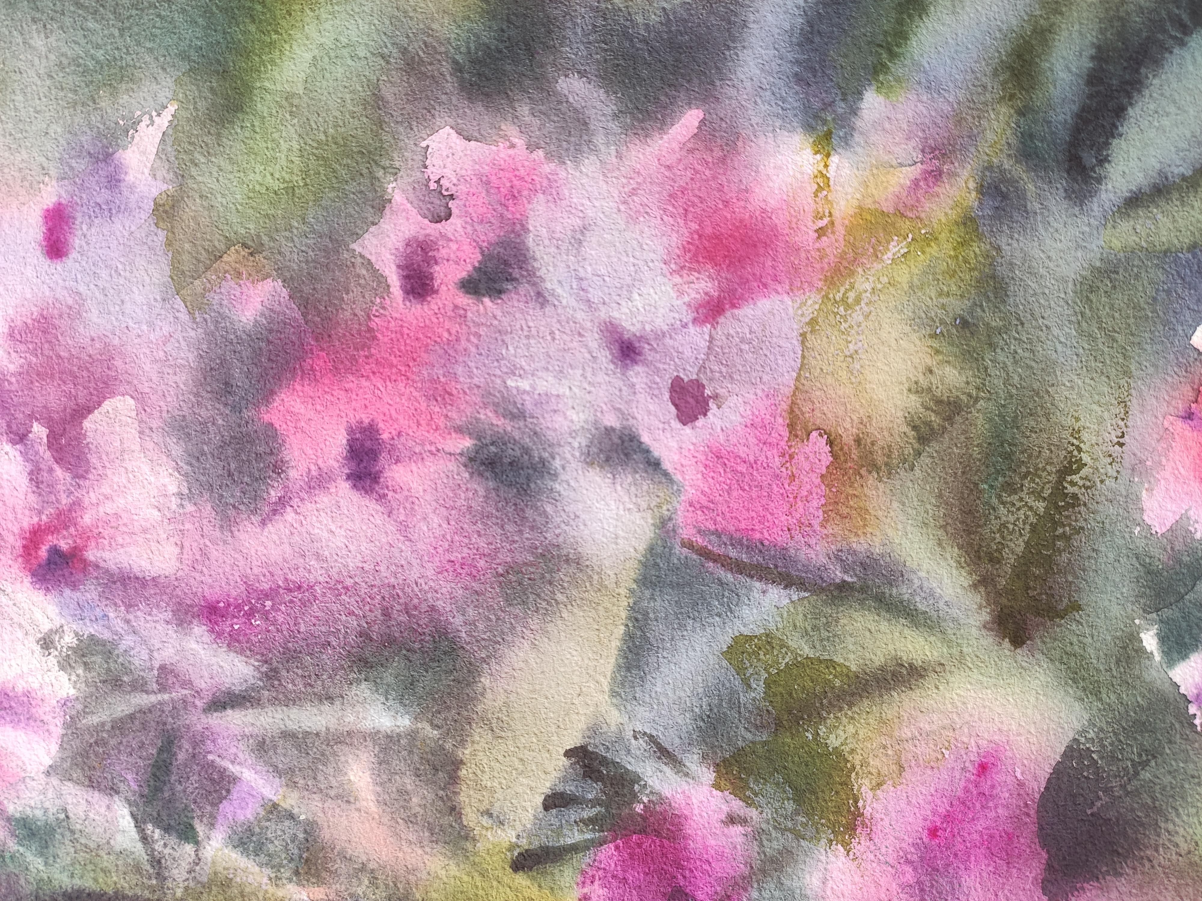 Agosto Pittura ad acquerello Fiori estivi - Painting Astratto di Irina Pronina