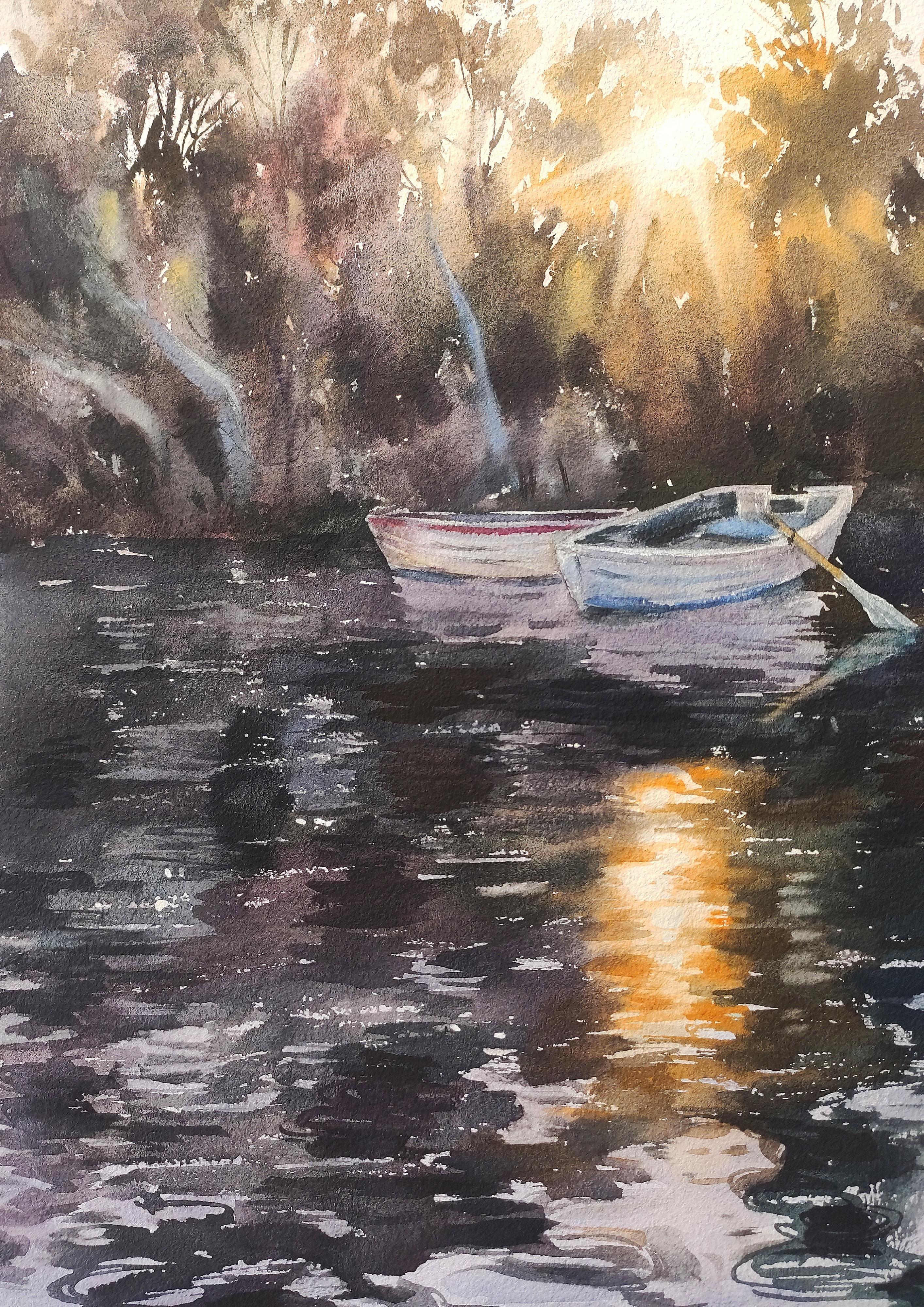In silence Watercolor painting - Painting by Irina Pronina