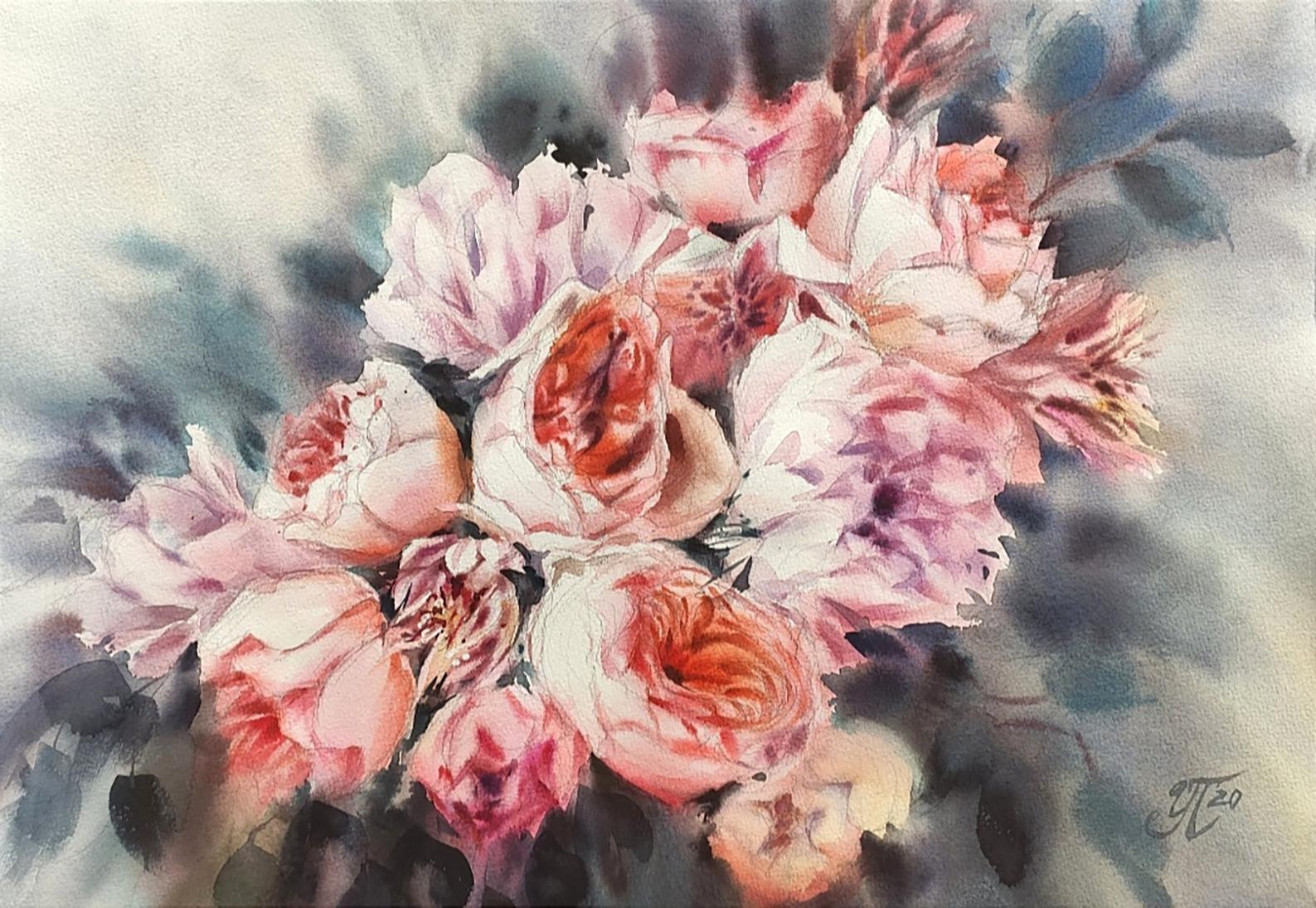 Coral dreams Watercolor rose boutique