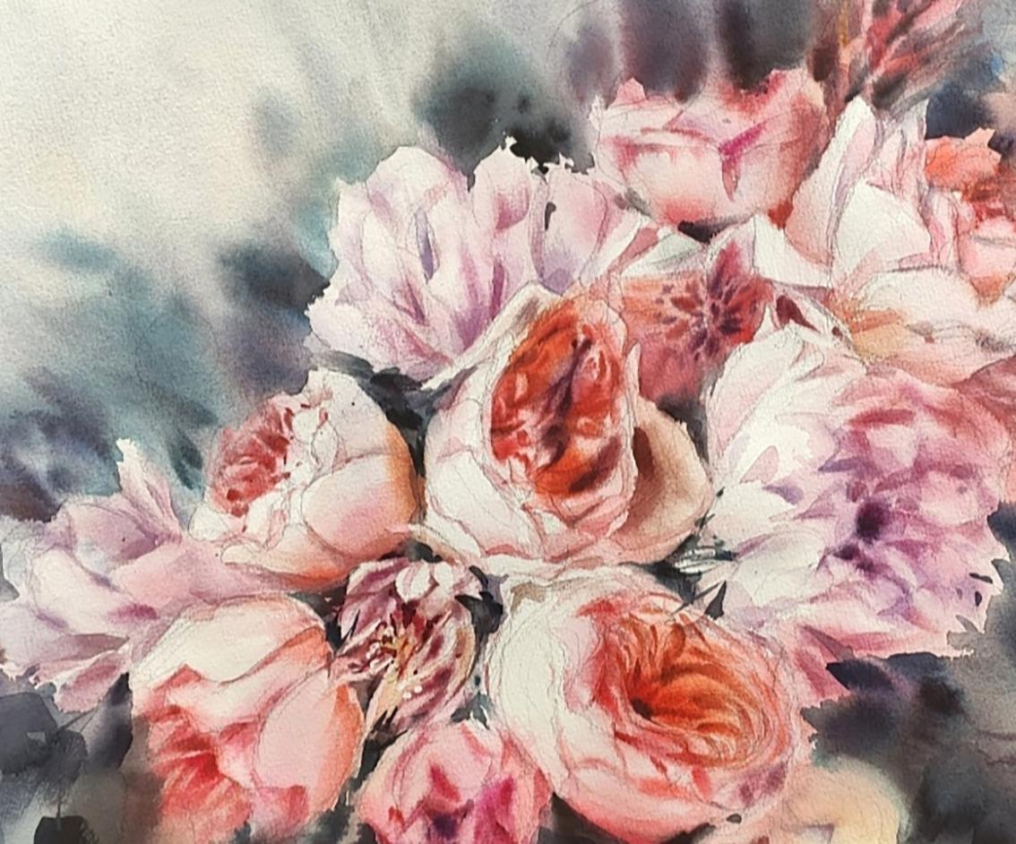 Coral dreams Watercolor rose boutique - Art by Irina Pronina 