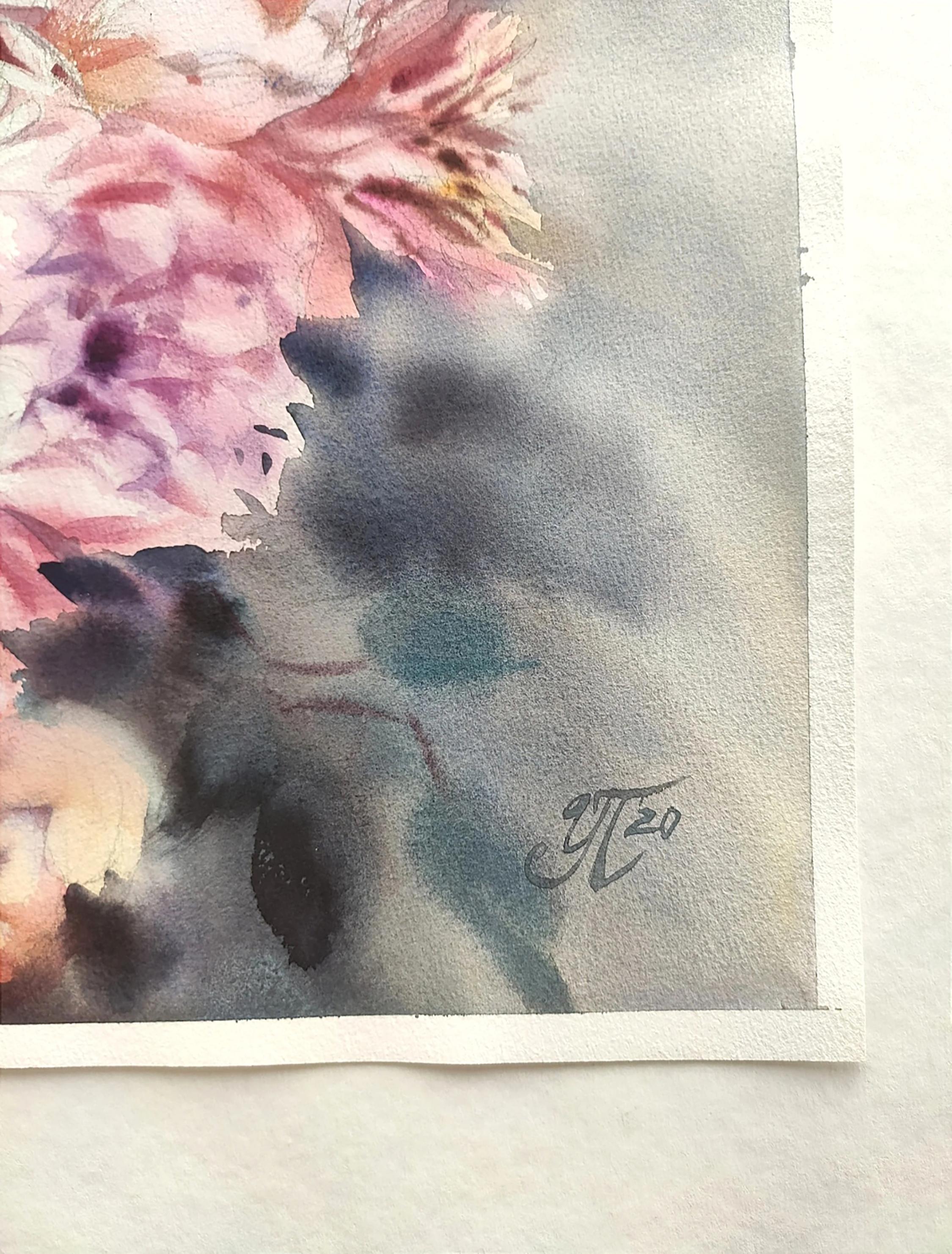 Coral dreams Watercolor rose boutique - Realist Art by Irina Pronina 