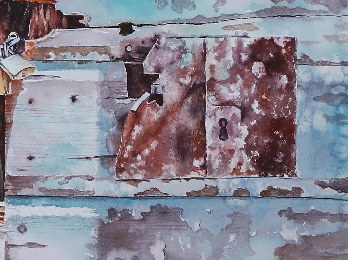 Old doors. watercolor on paper - Realist Art by Giulnara Khabibulina