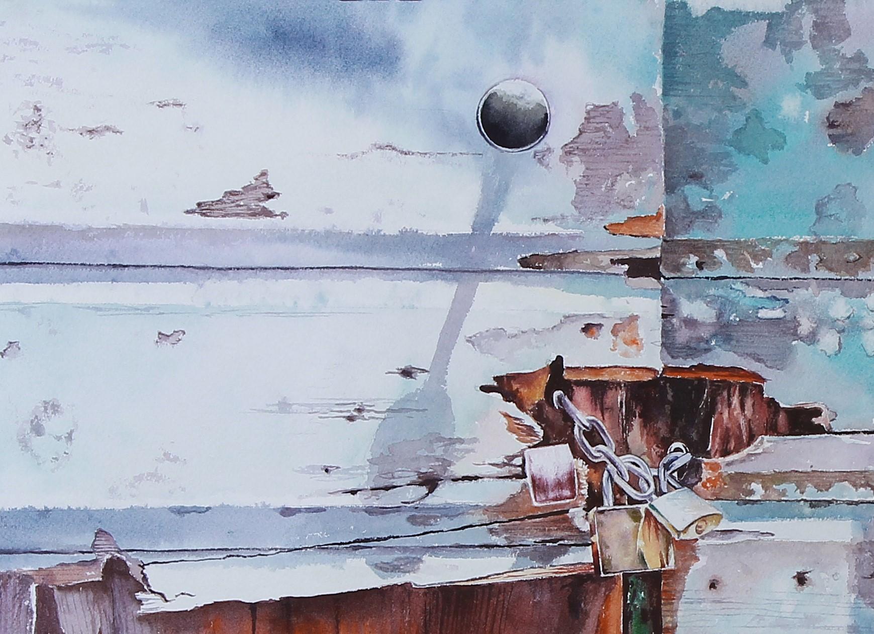 Old doors. watercolor on paper - Art by Giulnara Khabibulina
