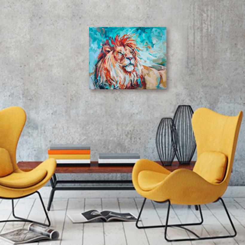 Lion - Expressionist Painting by Julia Ruf