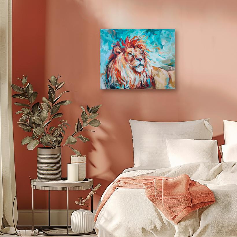 Lion - Gray Portrait Painting by Julia Ruf