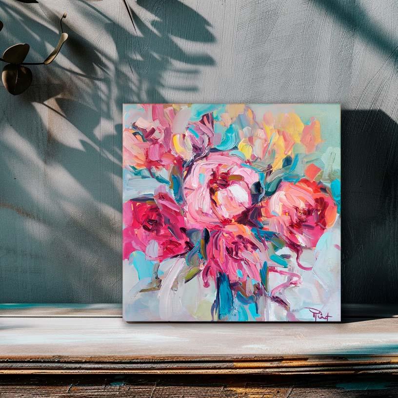 Peonies - Gray Portrait Painting by Julia Ruf