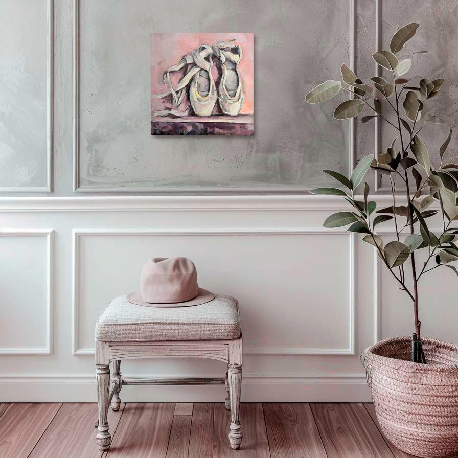 chaussures de pointe ballerine - Marron Portrait Painting par Julia Ruf