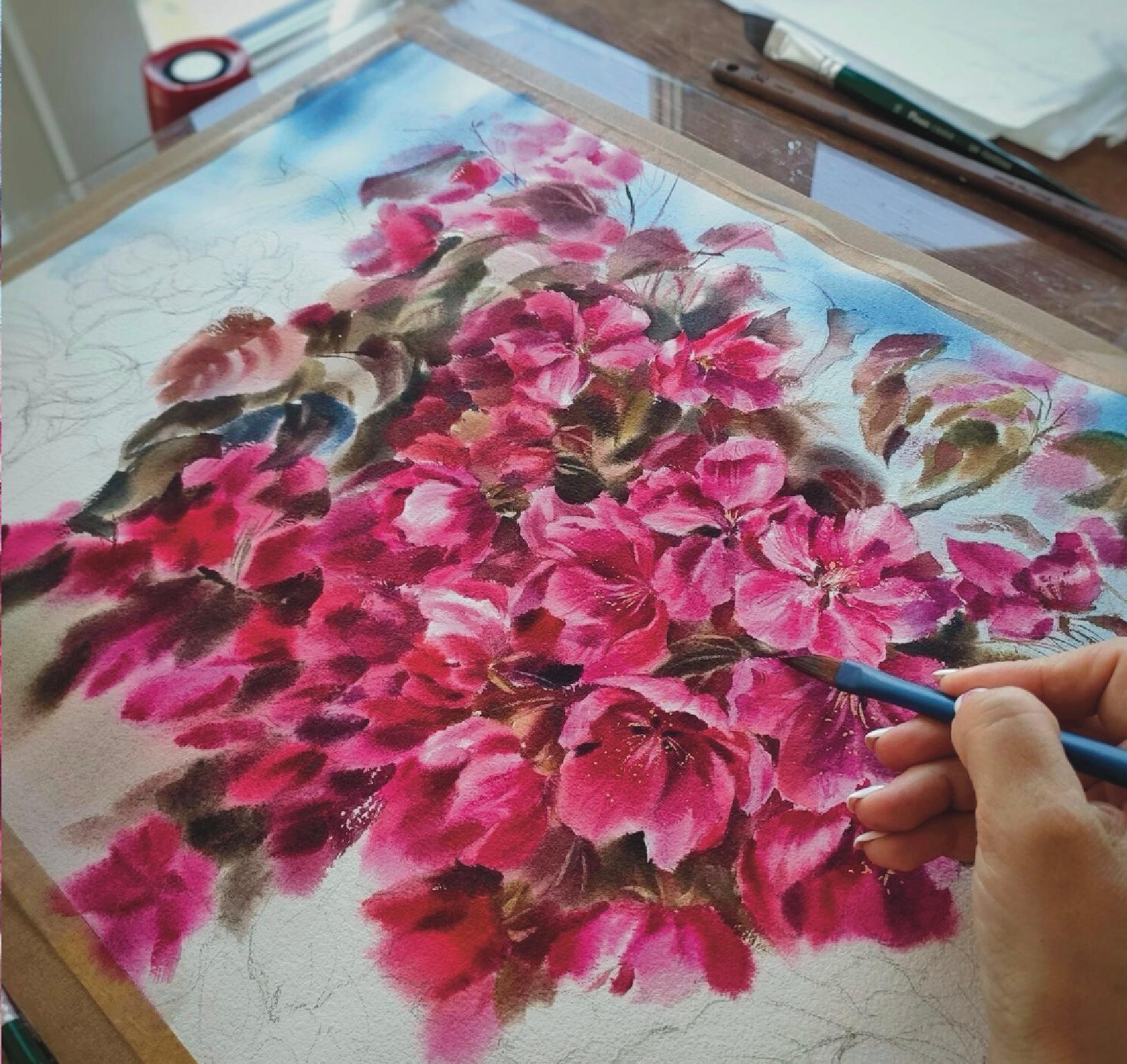 Journée de printemps Peinture à l'aquarelle - Réalisme Art par Irina Pronina 