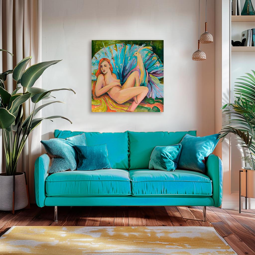 Nymphe d'Eden - Marron Portrait Painting par Julia Ruf