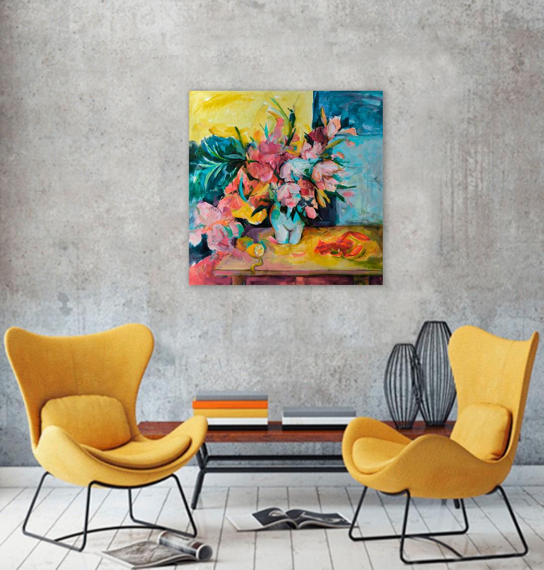 Still Life with Crab - Brown Portrait Painting by Julia Ruf